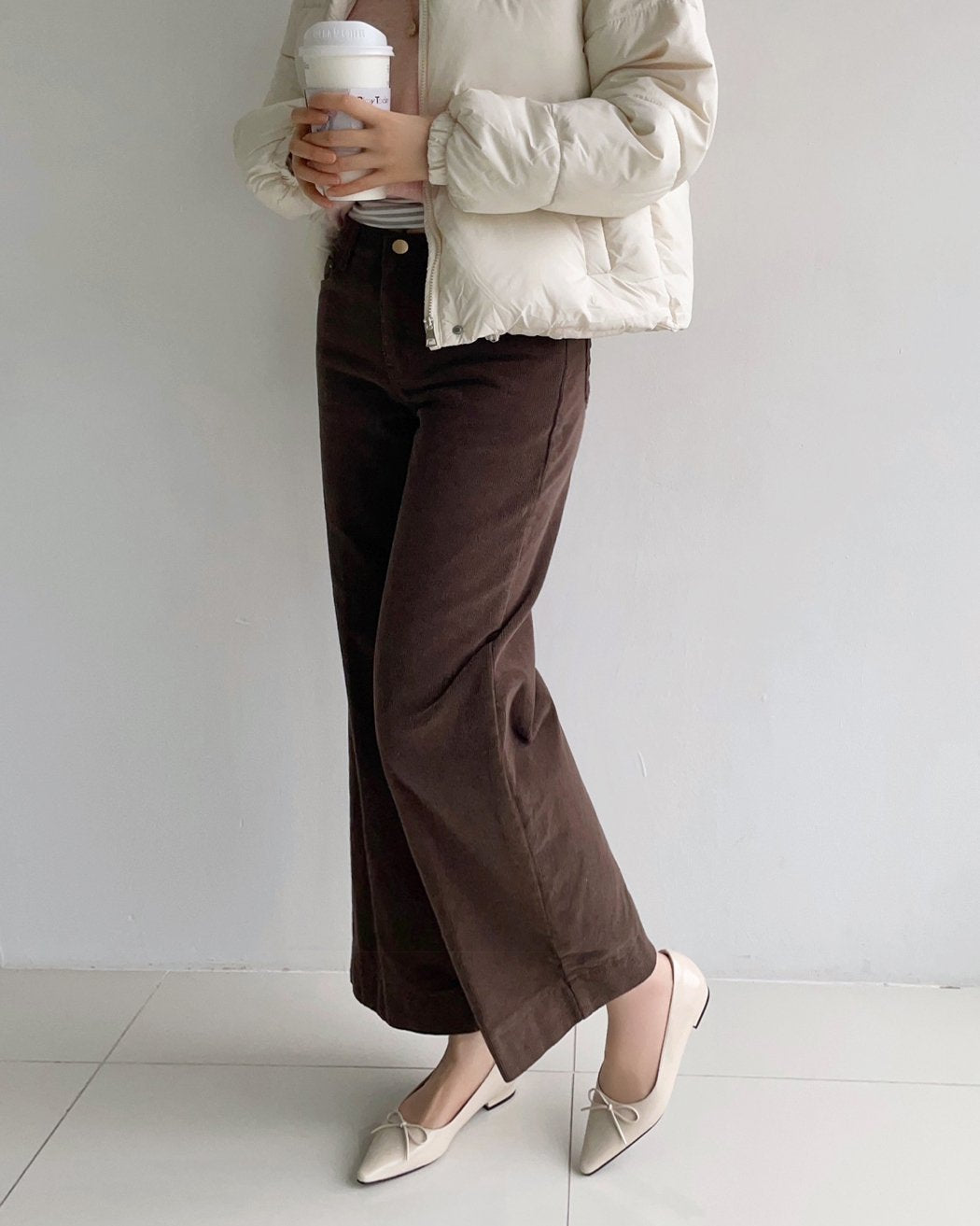 MOMS WEAR HOWLUK Wide crop corduroy pants (Fleece inside)