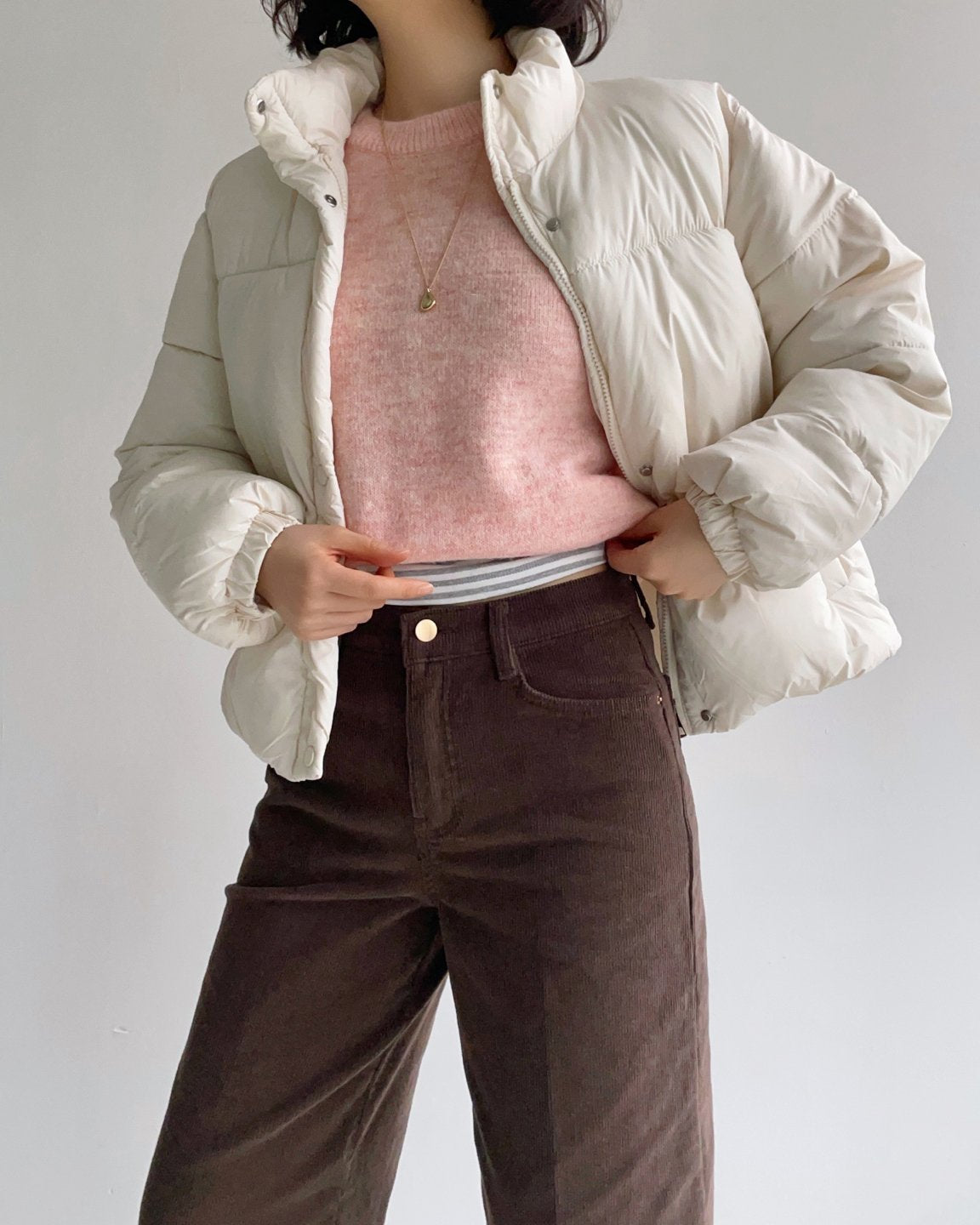 MOMS WEAR HOWLUK Wide crop corduroy pants (Fleece inside)