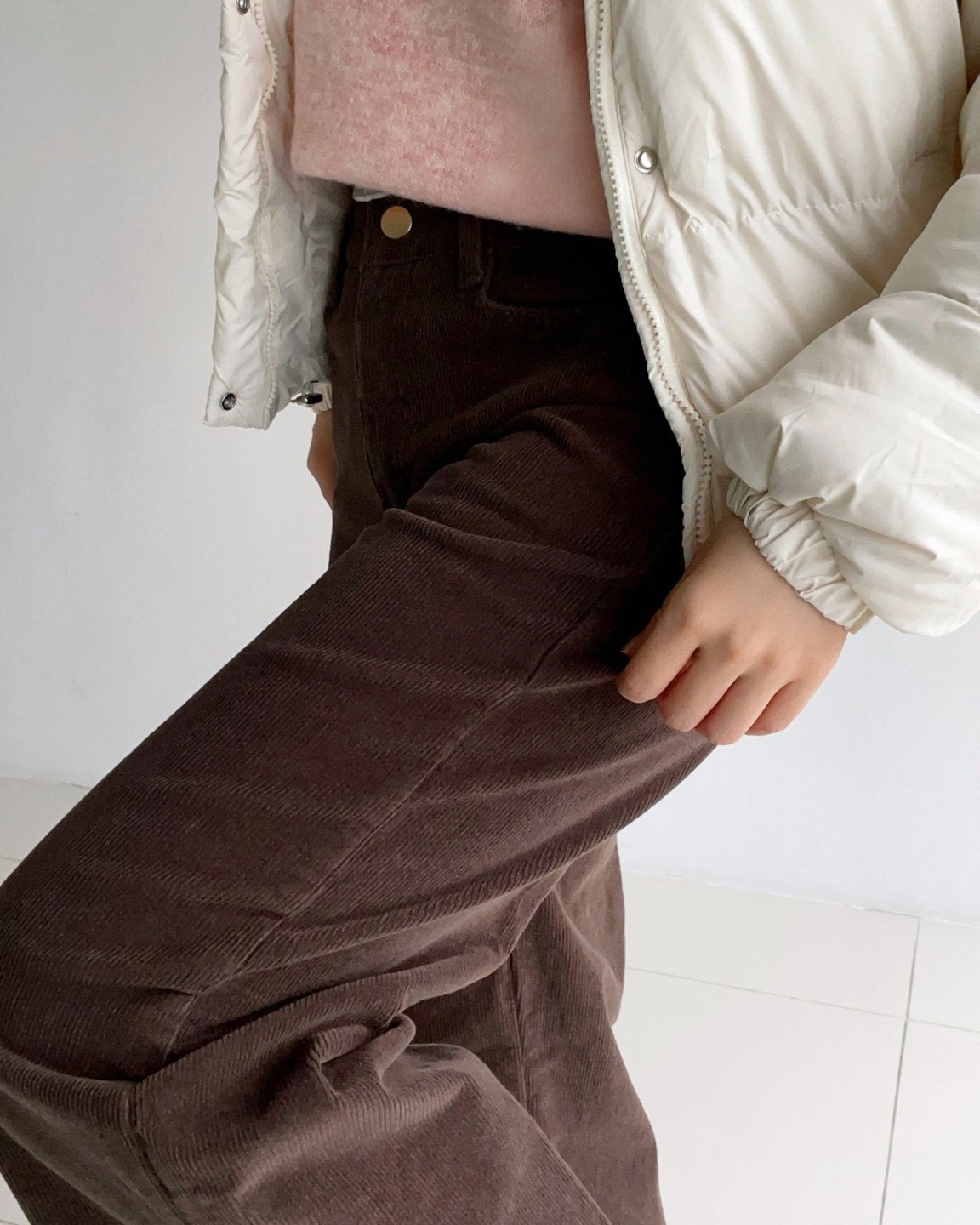 MOMS WEAR HOWLUK Wide crop corduroy pants (Fleece inside)