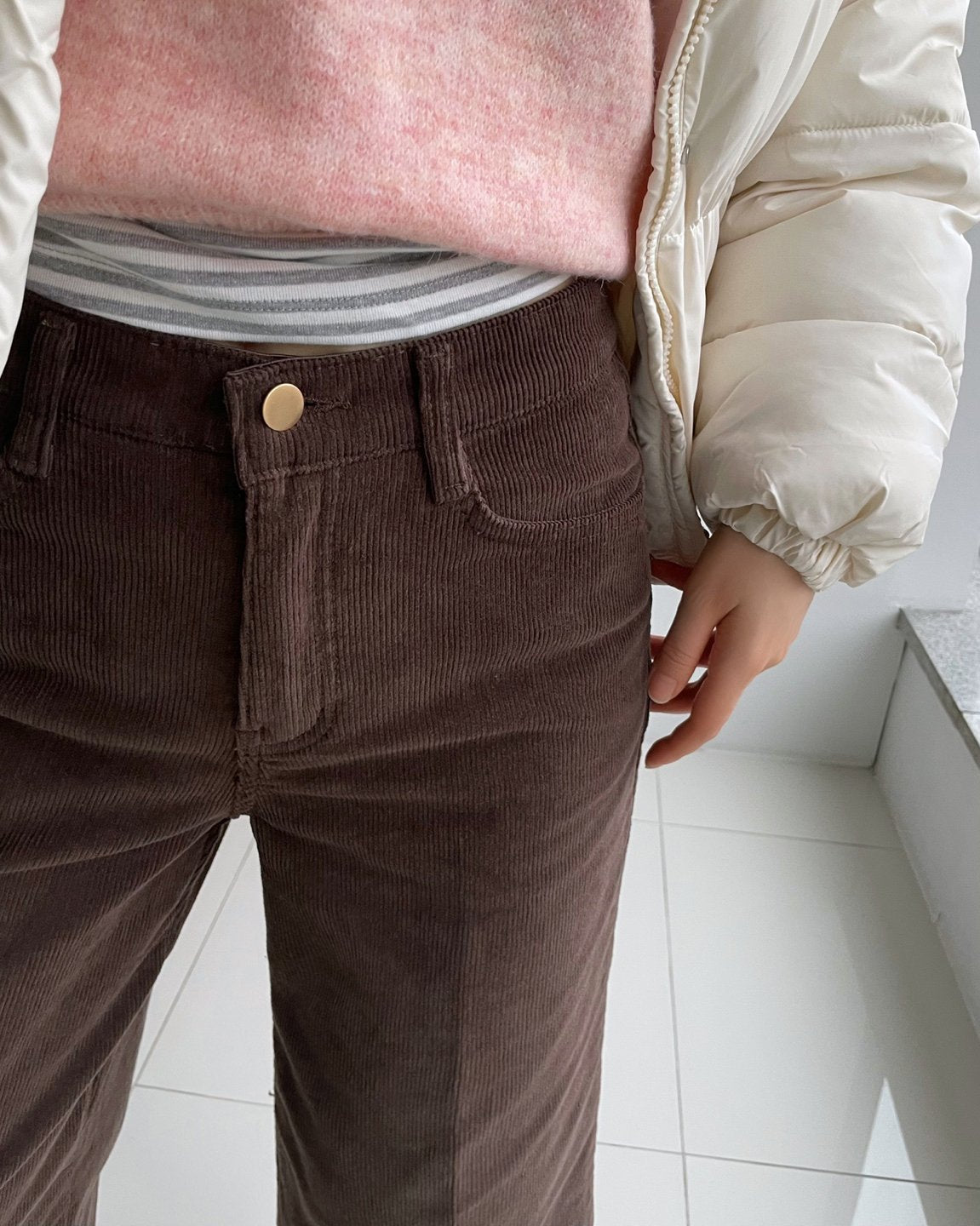 MOMS WEAR HOWLUK Wide crop corduroy pants (Fleece inside)