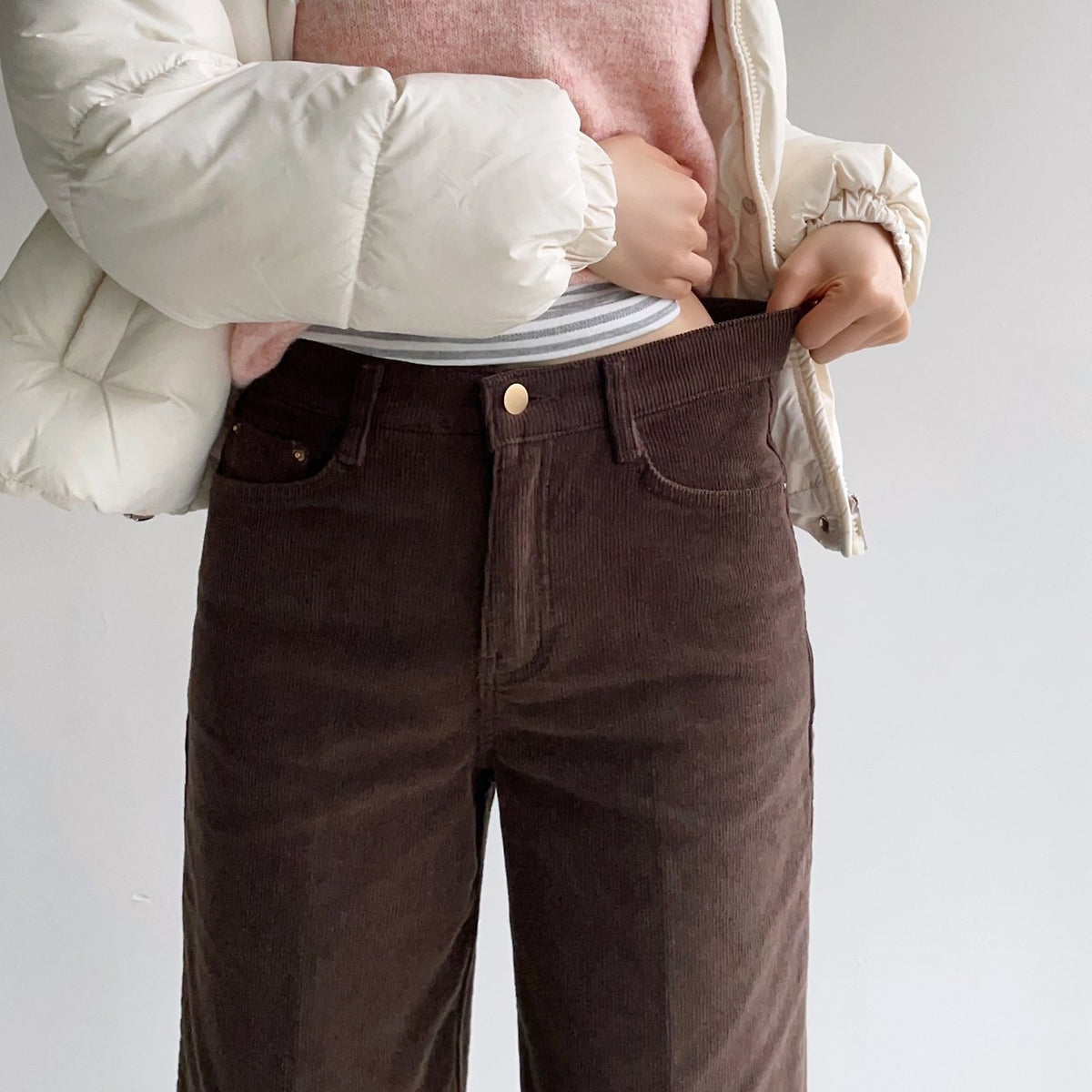 MOMS WEAR HOWLUK Wide crop corduroy pants (Fleece inside)