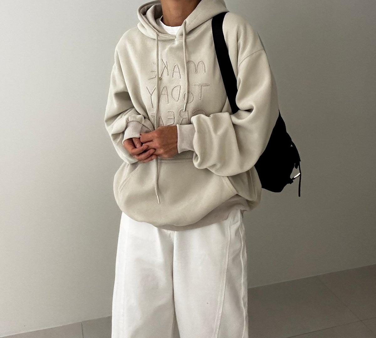 MOMS WEAR Make Hood Box Sweatshirt Layered Long Hoodie