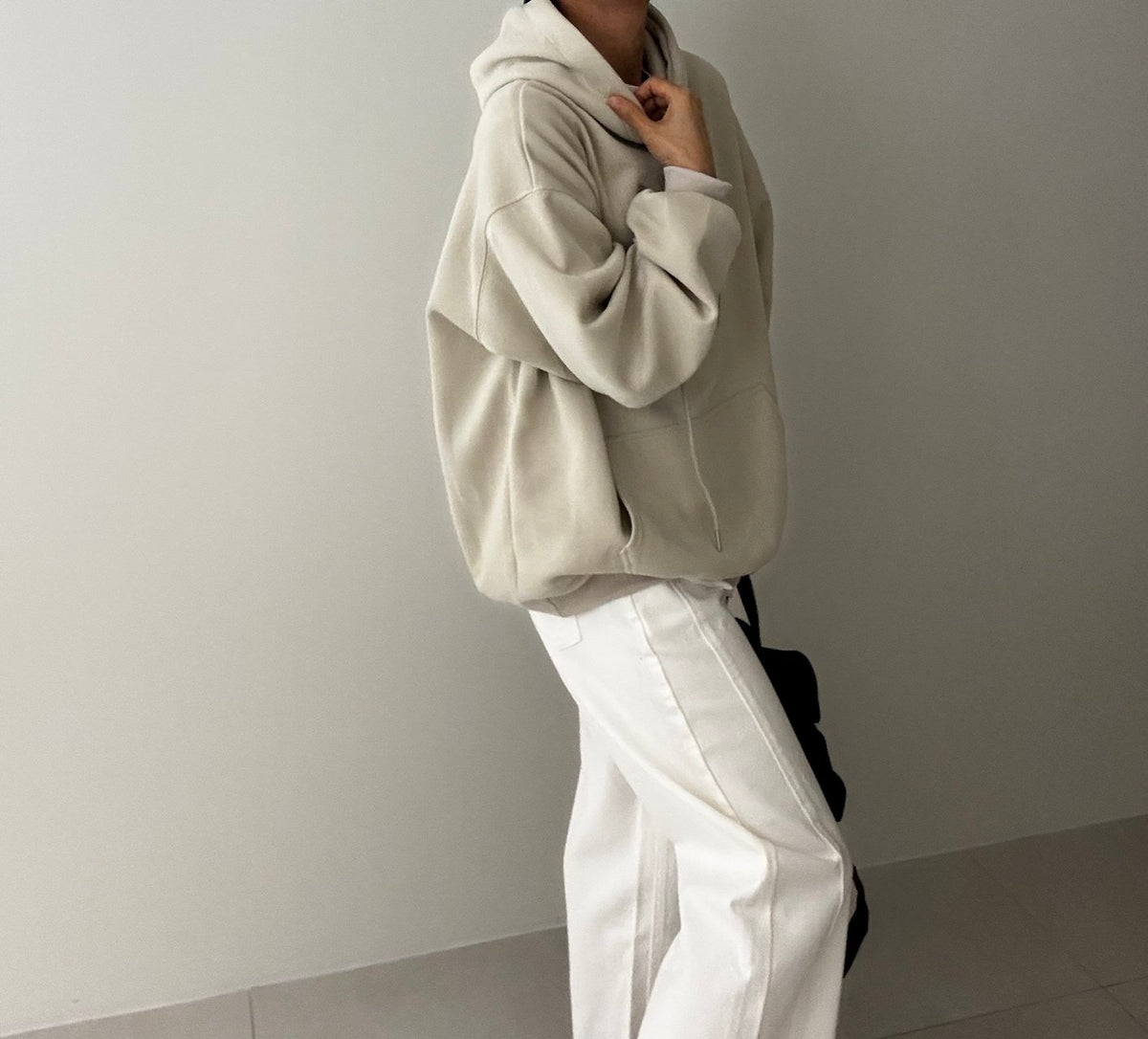 MOMS WEAR Make Hood Box Sweatshirt Layered Long Hoodie