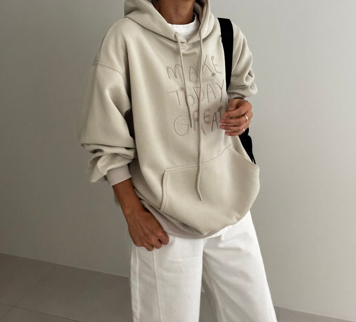 MOMS WEAR Make Hood Box Sweatshirt Layered Long Hoodie
