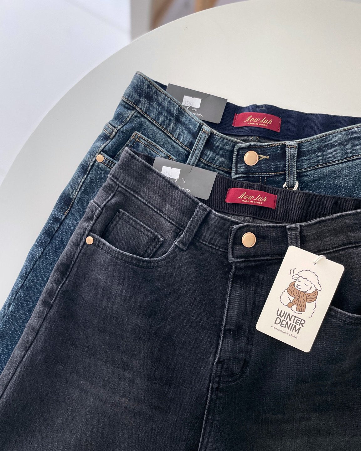 MOMS WEAR HOWLUK Wide straight fit denim pants (Fleece inside)
