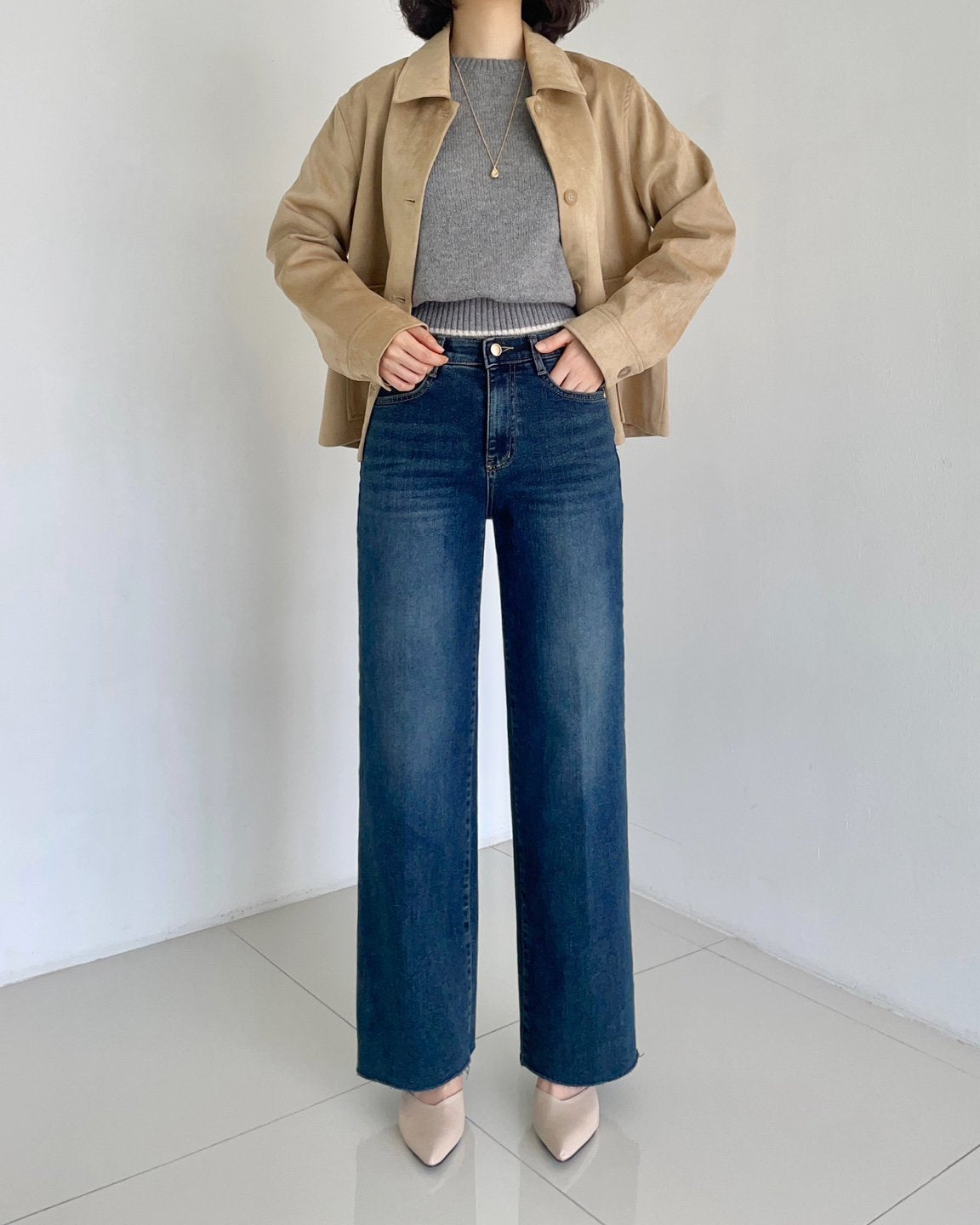 MOMS WEAR HOWLUK Wide straight fit denim pants (Fleece inside)