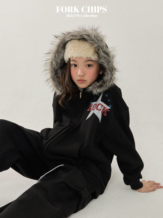 FORK CHIPS Rock star hood zip up