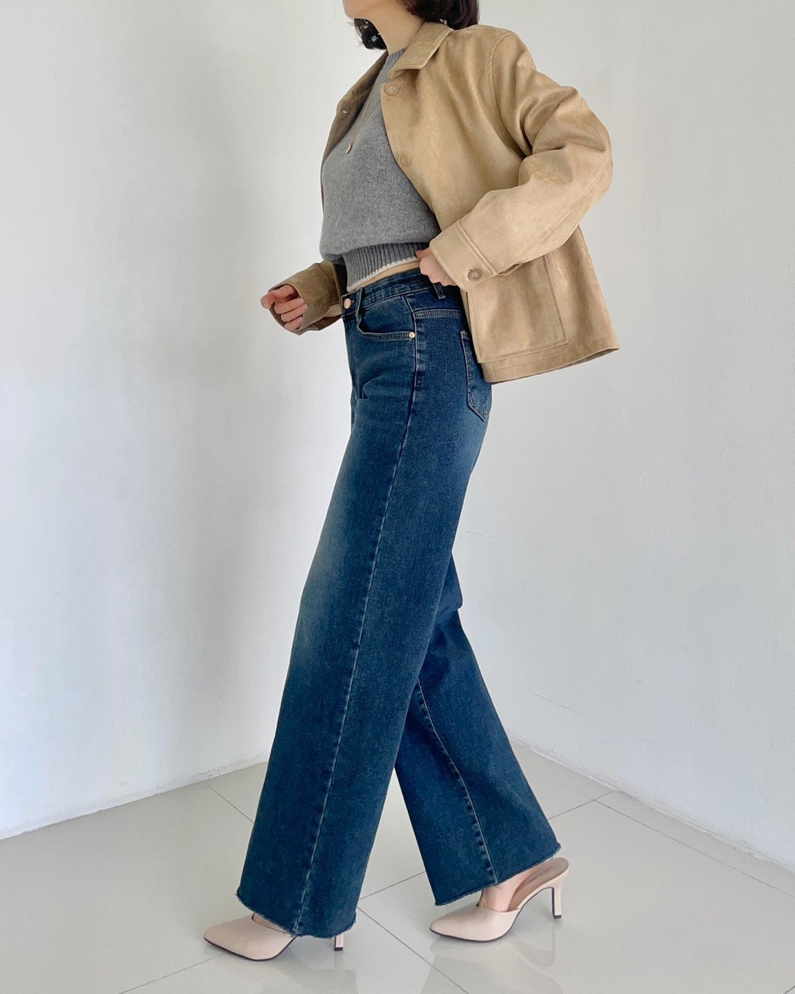 MOMS WEAR HOWLUK Wide straight fit denim pants (Fleece inside)