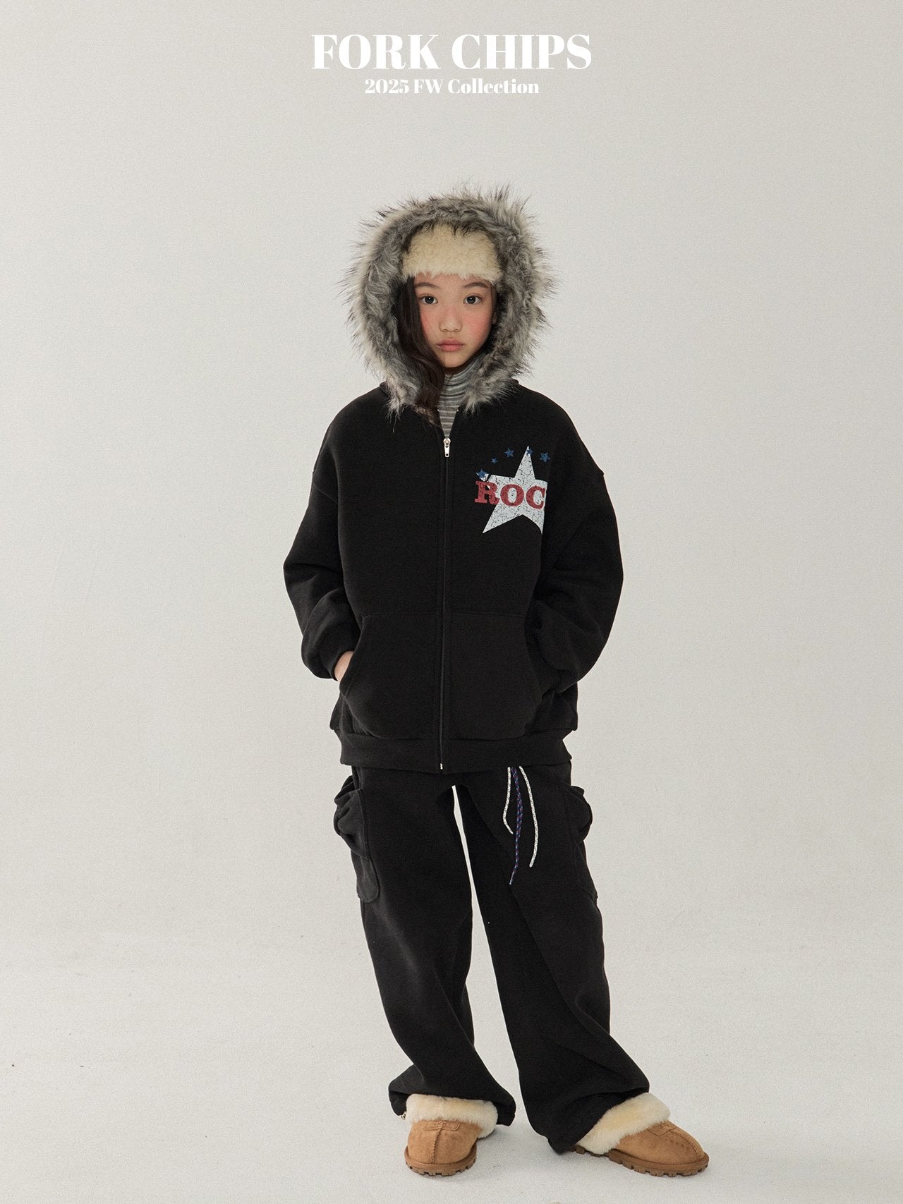 FORK CHIPS Rock star hood zip up