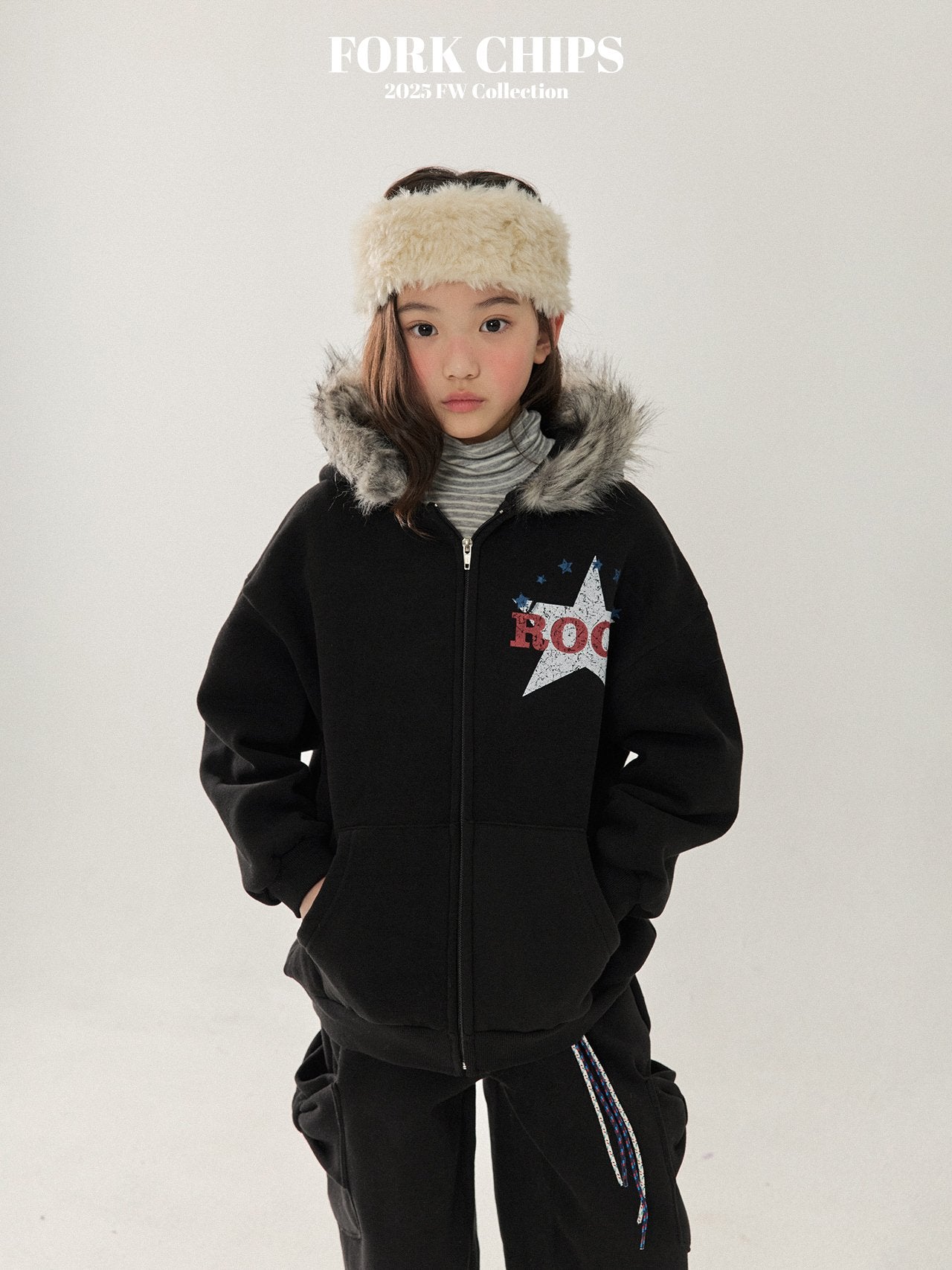 FORK CHIPS Rock star hood zip up