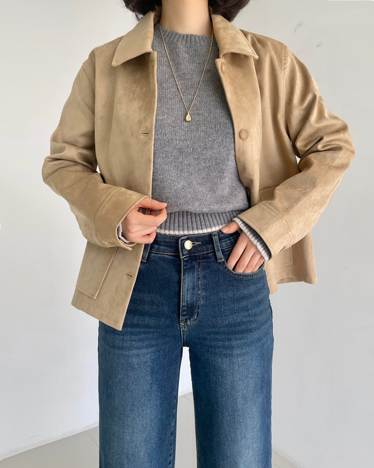 MOMS WEAR HOWLUK Wide straight fit denim pants (Fleece inside)