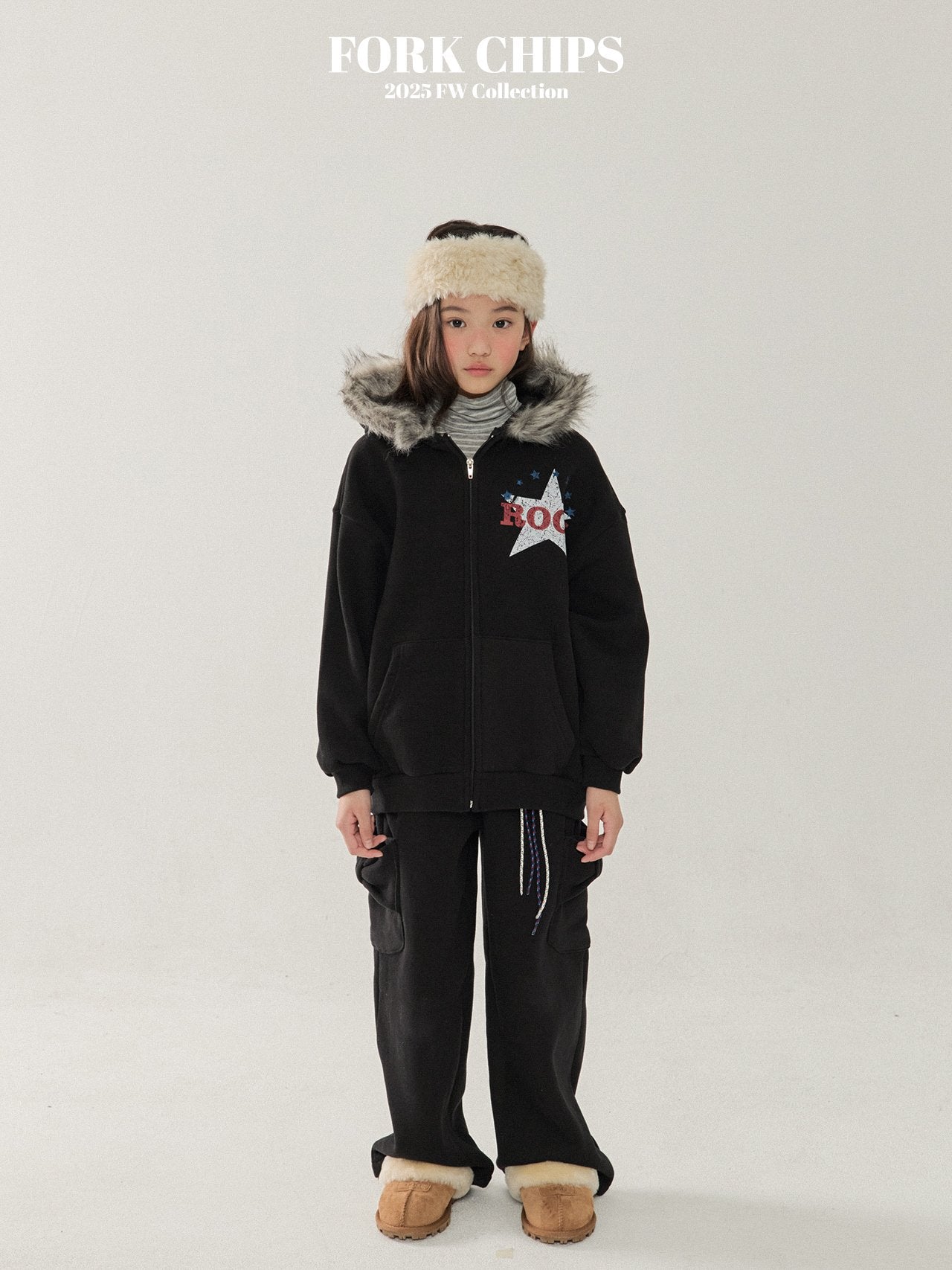 FORK CHIPS Rock star hood zip up