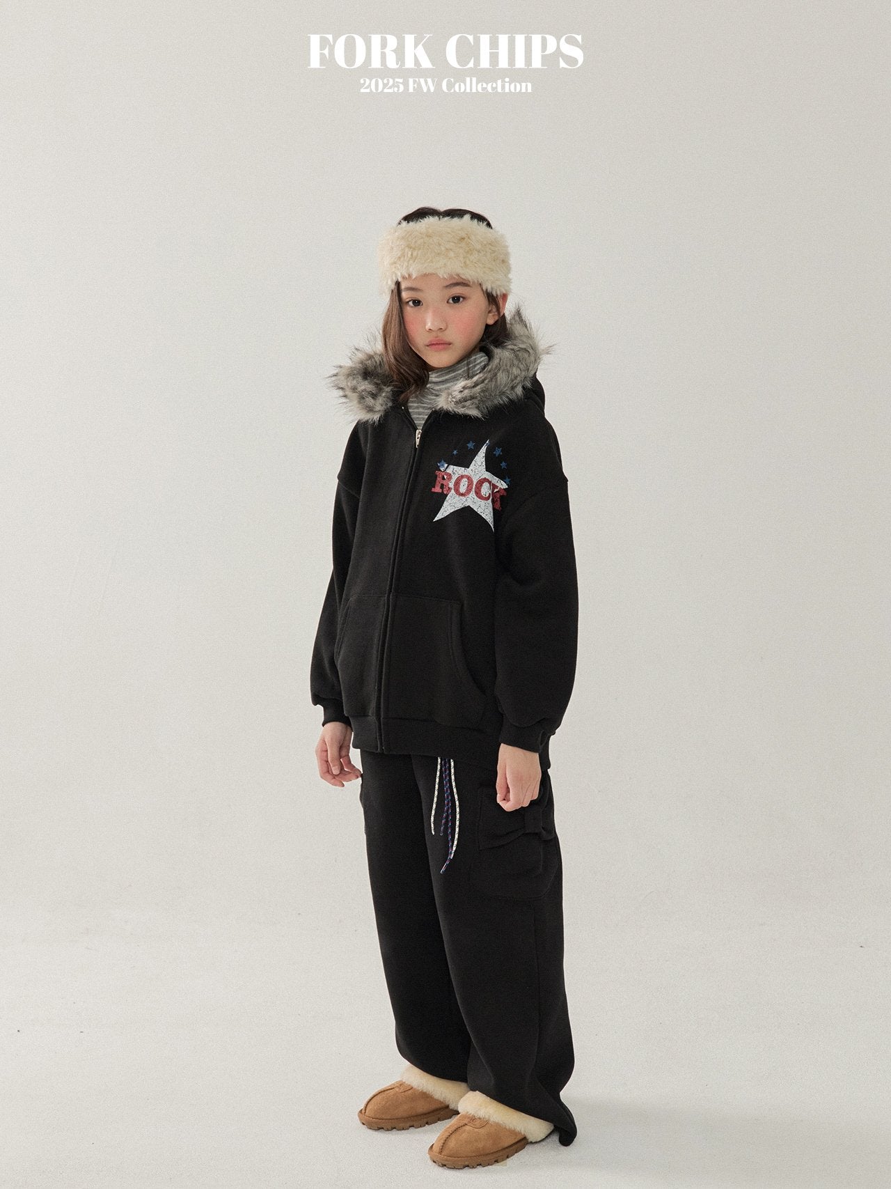 FORK CHIPS Rock star hood zip up