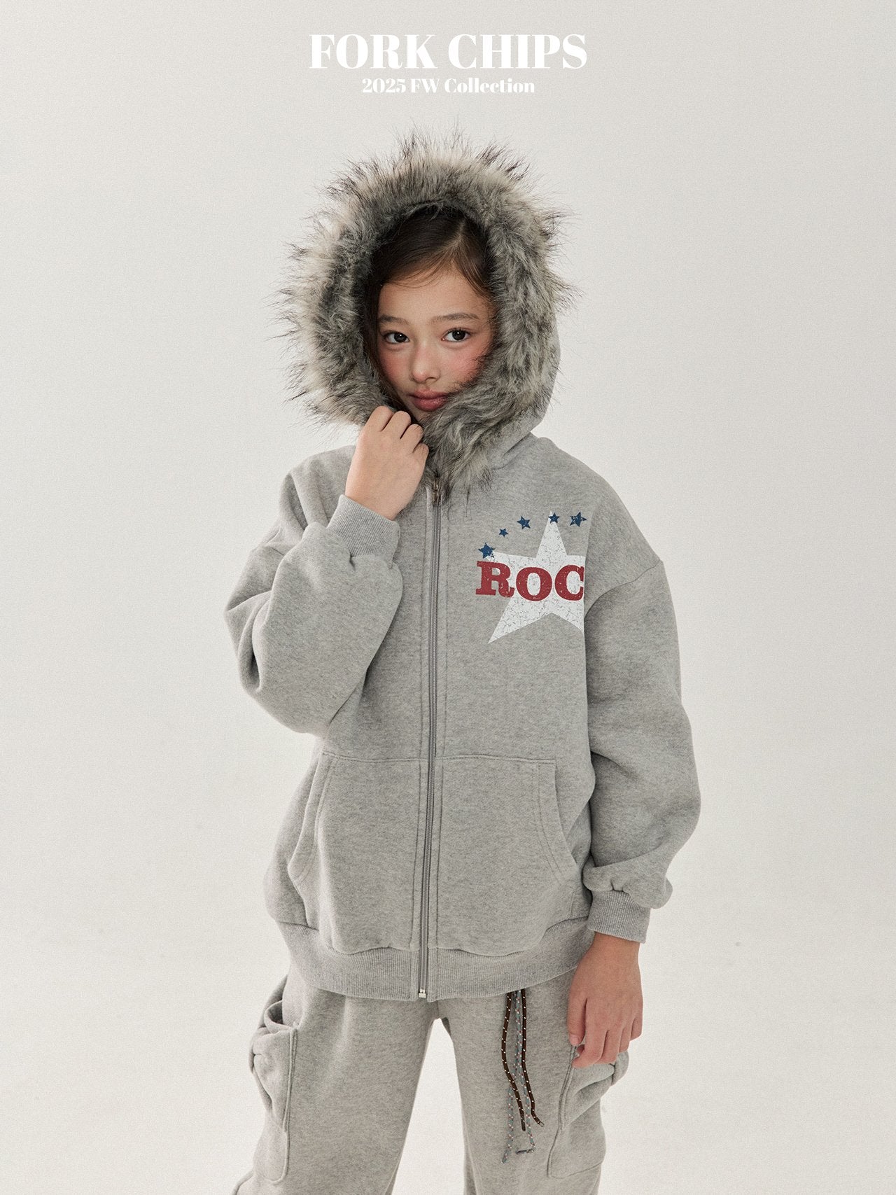 FORK CHIPS Rock star hood zip up