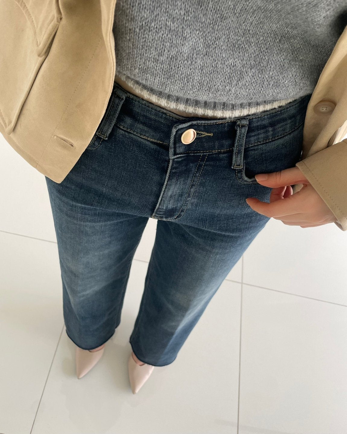 MOMS WEAR HOWLUK Wide straight fit denim pants (Fleece inside)