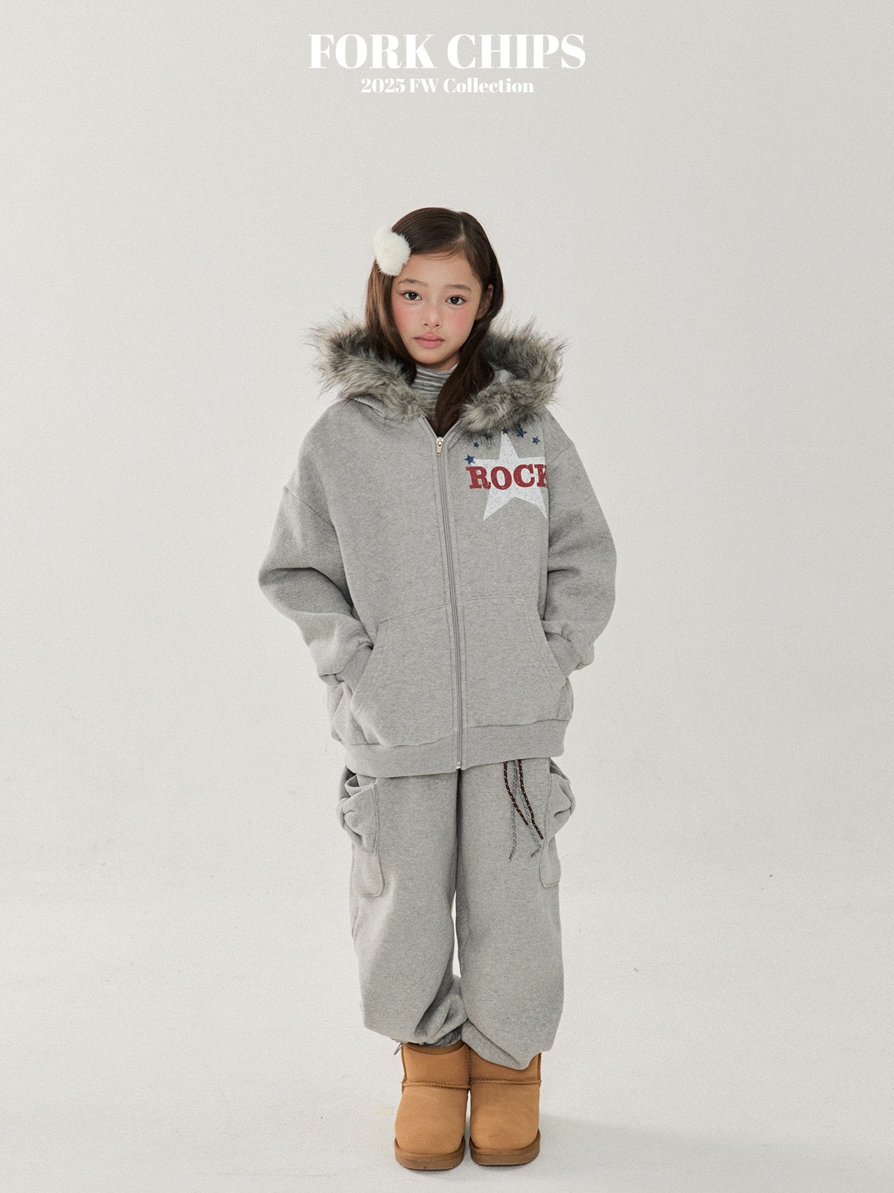 FORK CHIPS Rock star hood zip up