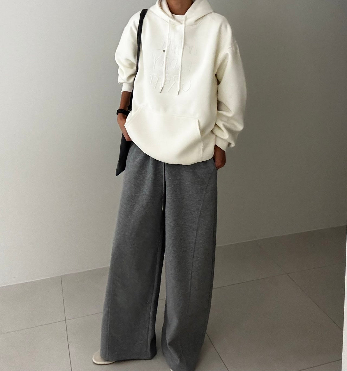 MOMS WEAR Make Hood Box Sweatshirt Layered Long Hoodie