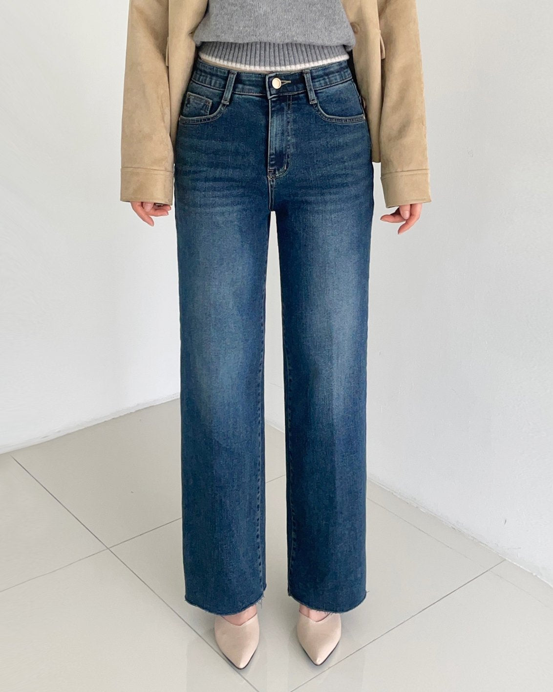 MOMS WEAR HOWLUK Wide straight fit denim pants (Fleece inside)