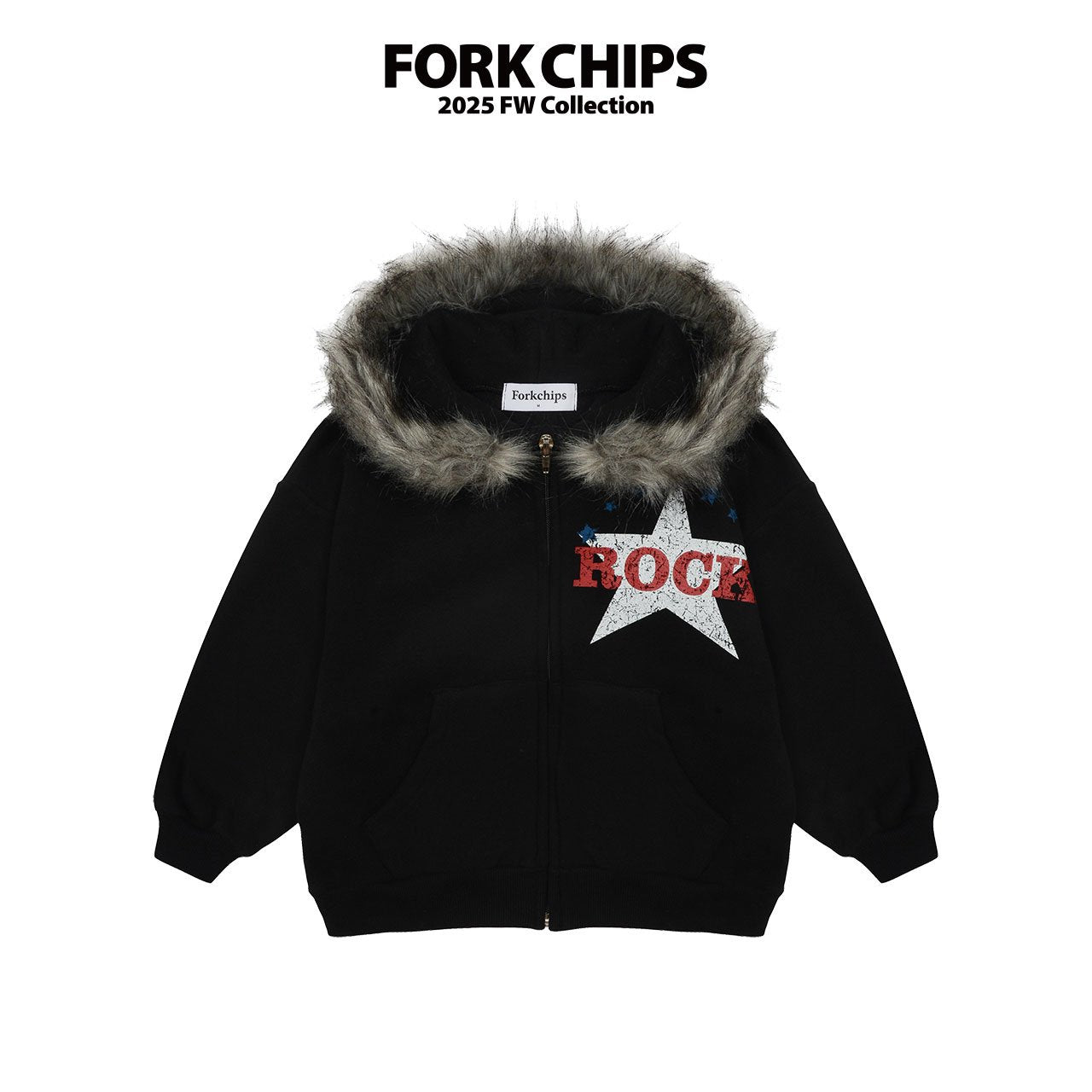 FORK CHIPS Rock star hood zip up