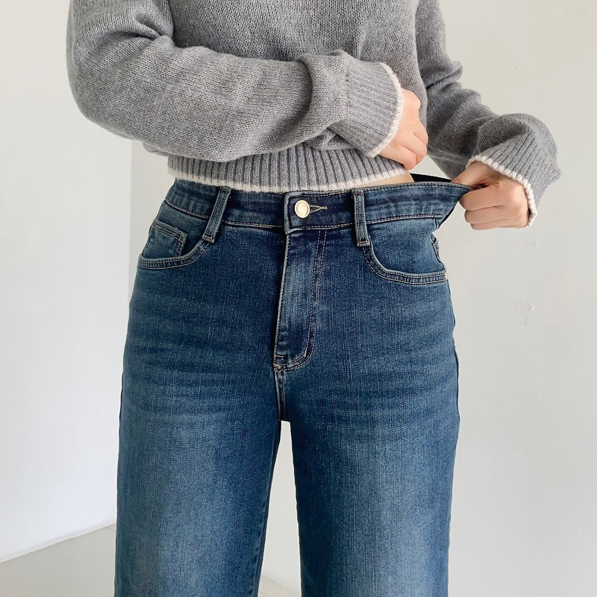 MOMS WEAR HOWLUK Wide straight fit denim pants (Fleece inside)