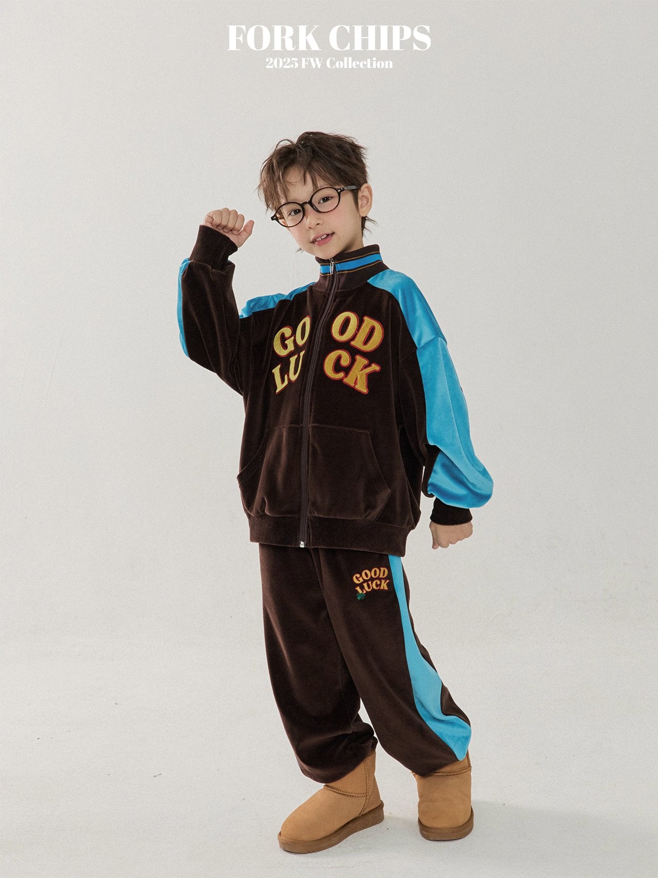 FORK CHIPS Good luck velour zip up set