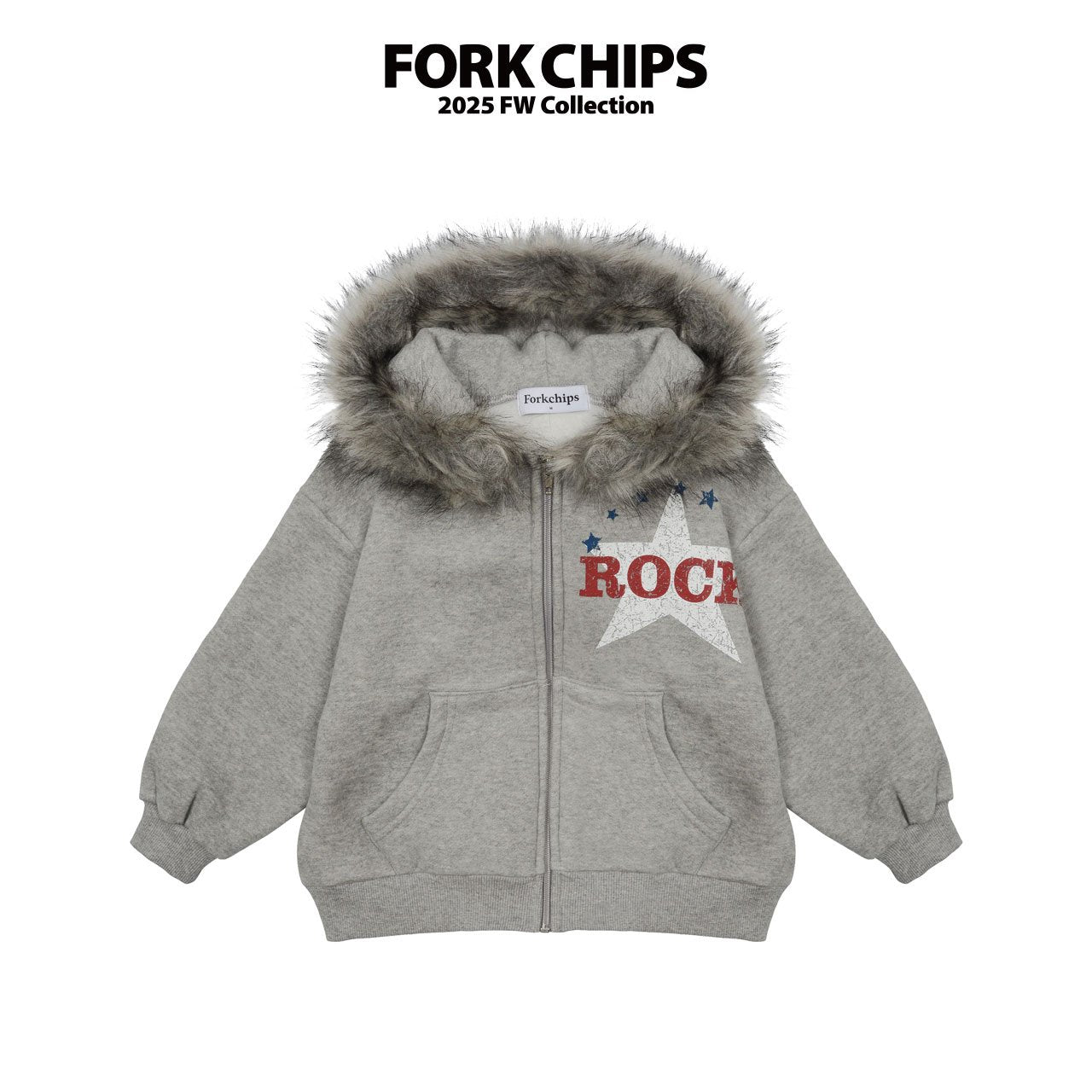 FORK CHIPS Rock star hood zip up