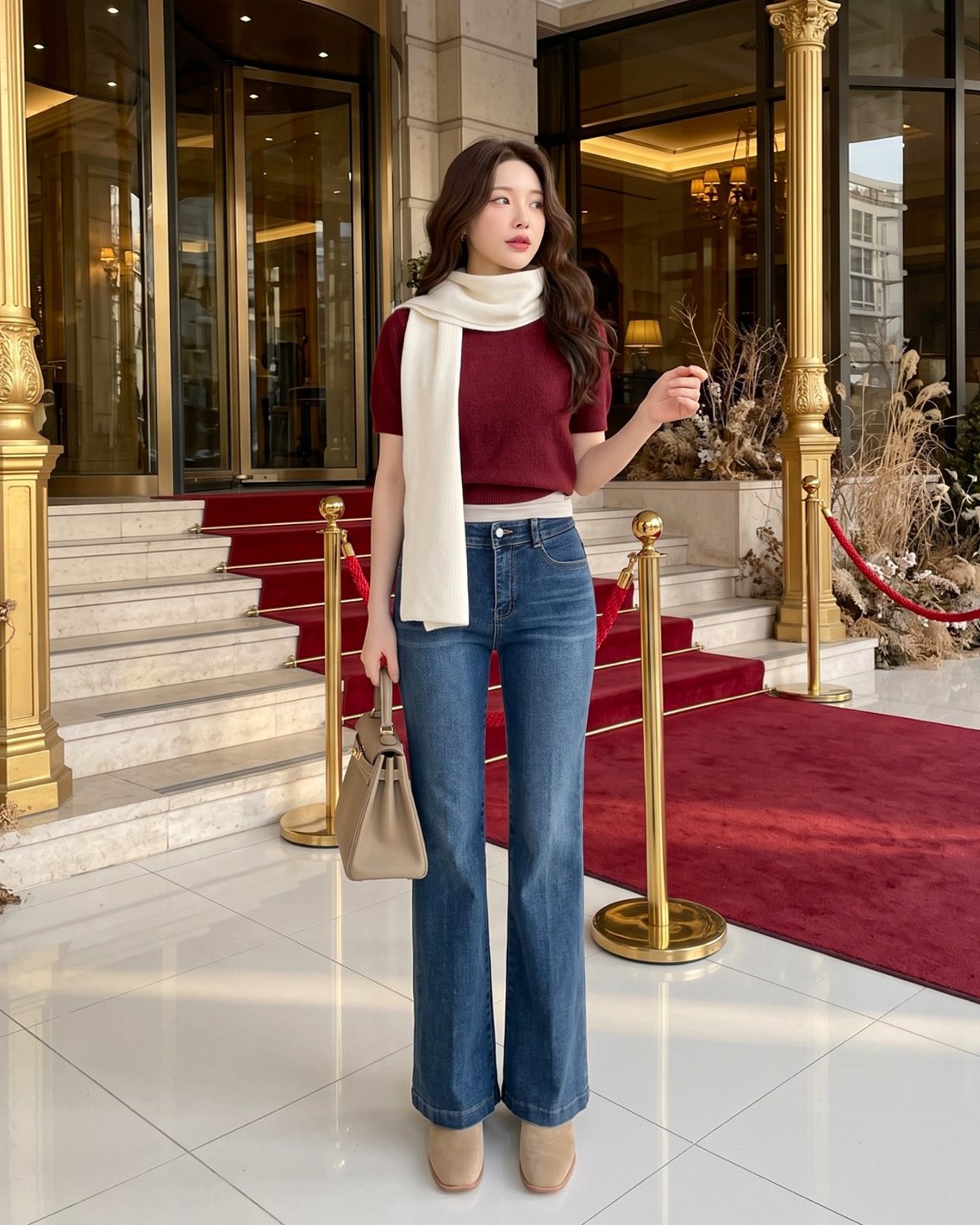 MOMS WEAR HOWLUK Pressed crease bootcut pants (Fleece inside)