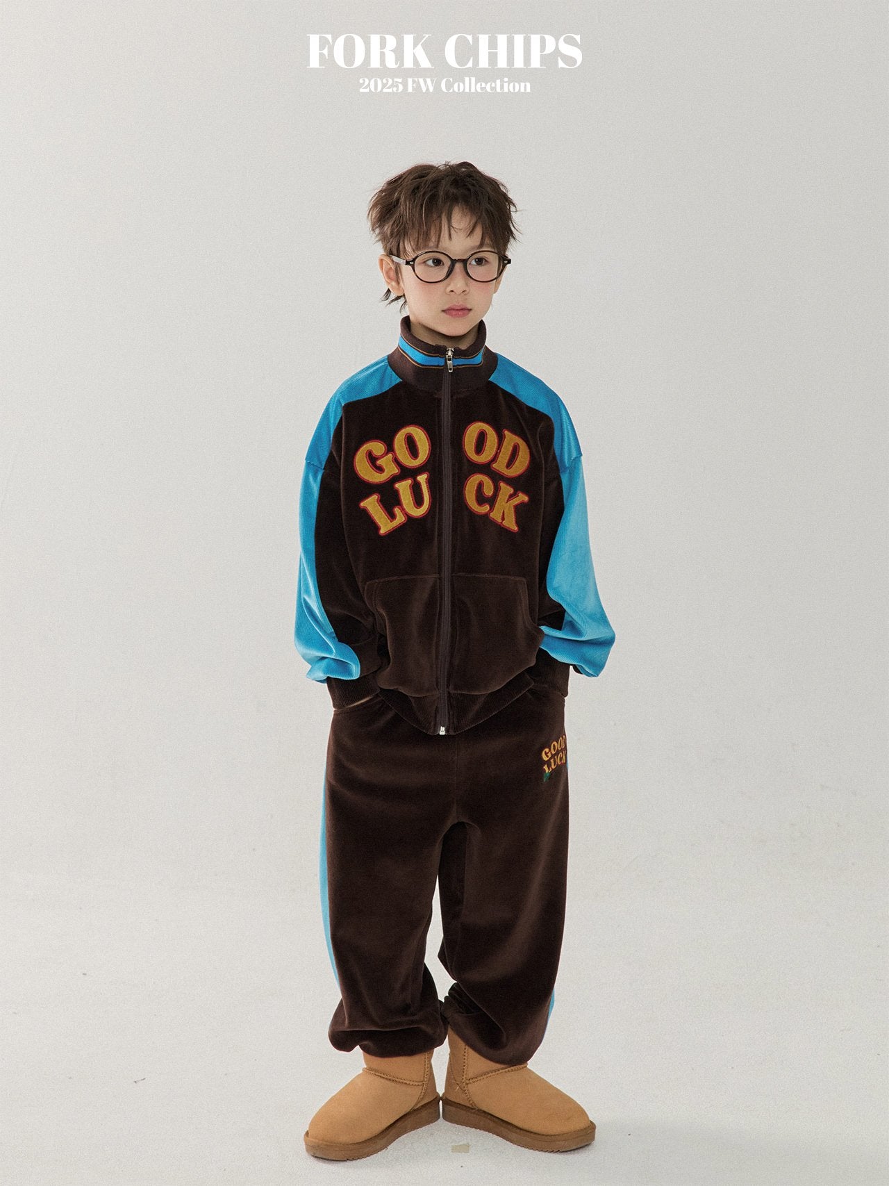 FORK CHIPS Good luck velour zip up set