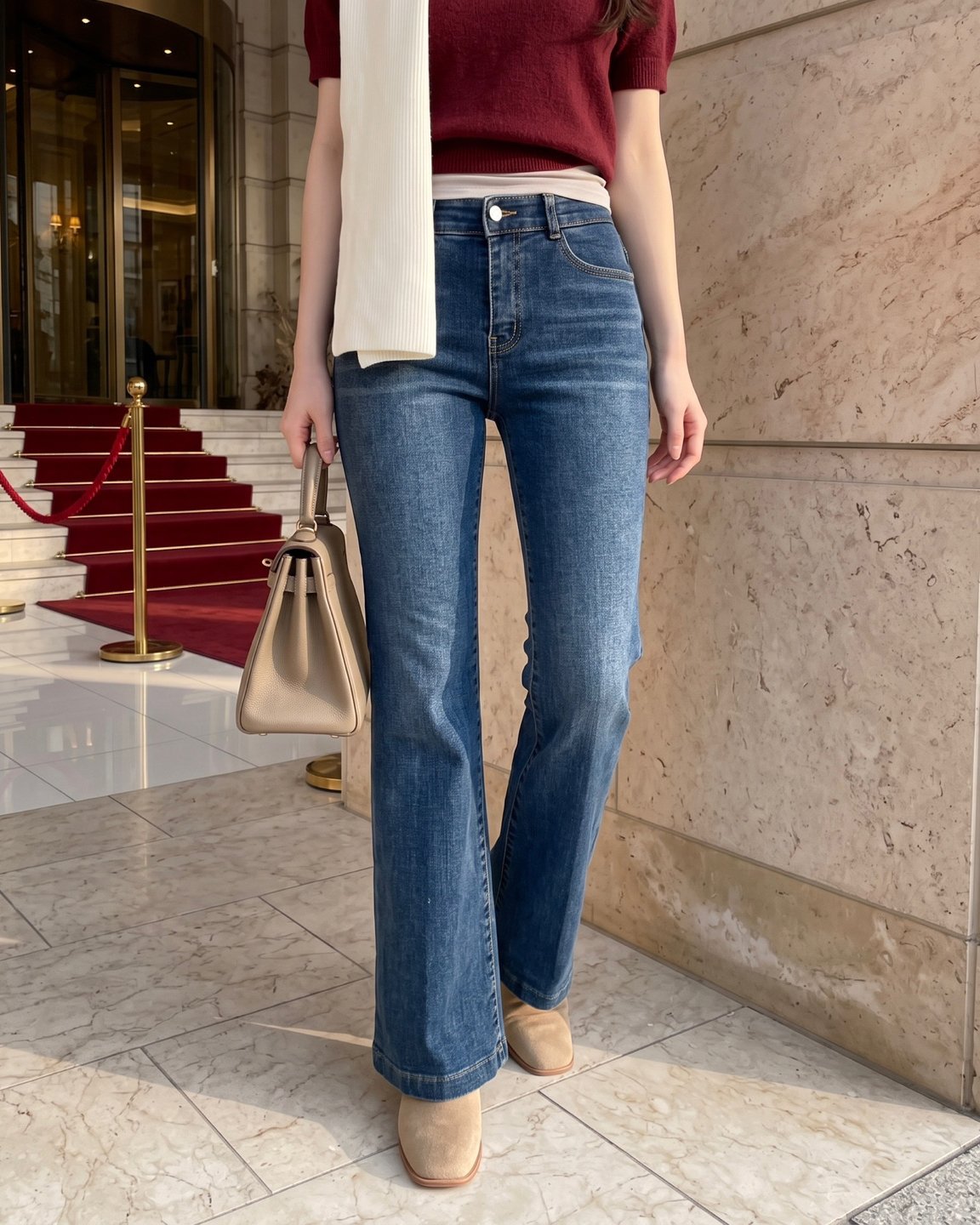 MOMS WEAR HOWLUK Pressed crease bootcut pants (Fleece inside)