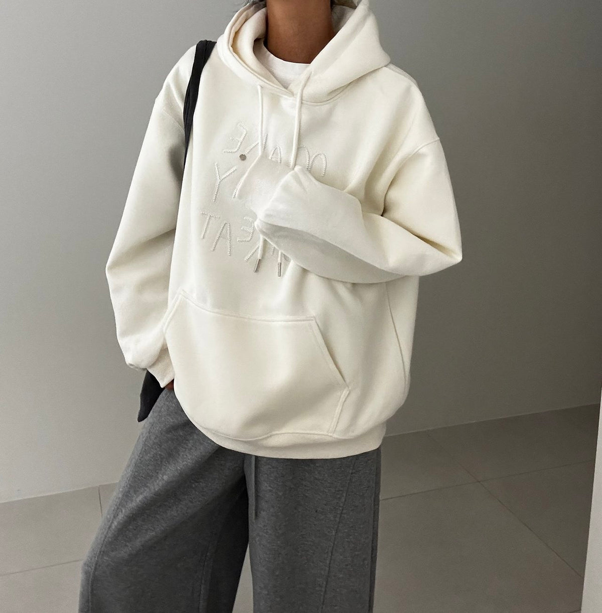 MOMS WEAR Make Hood Box Sweatshirt Layered Long Hoodie