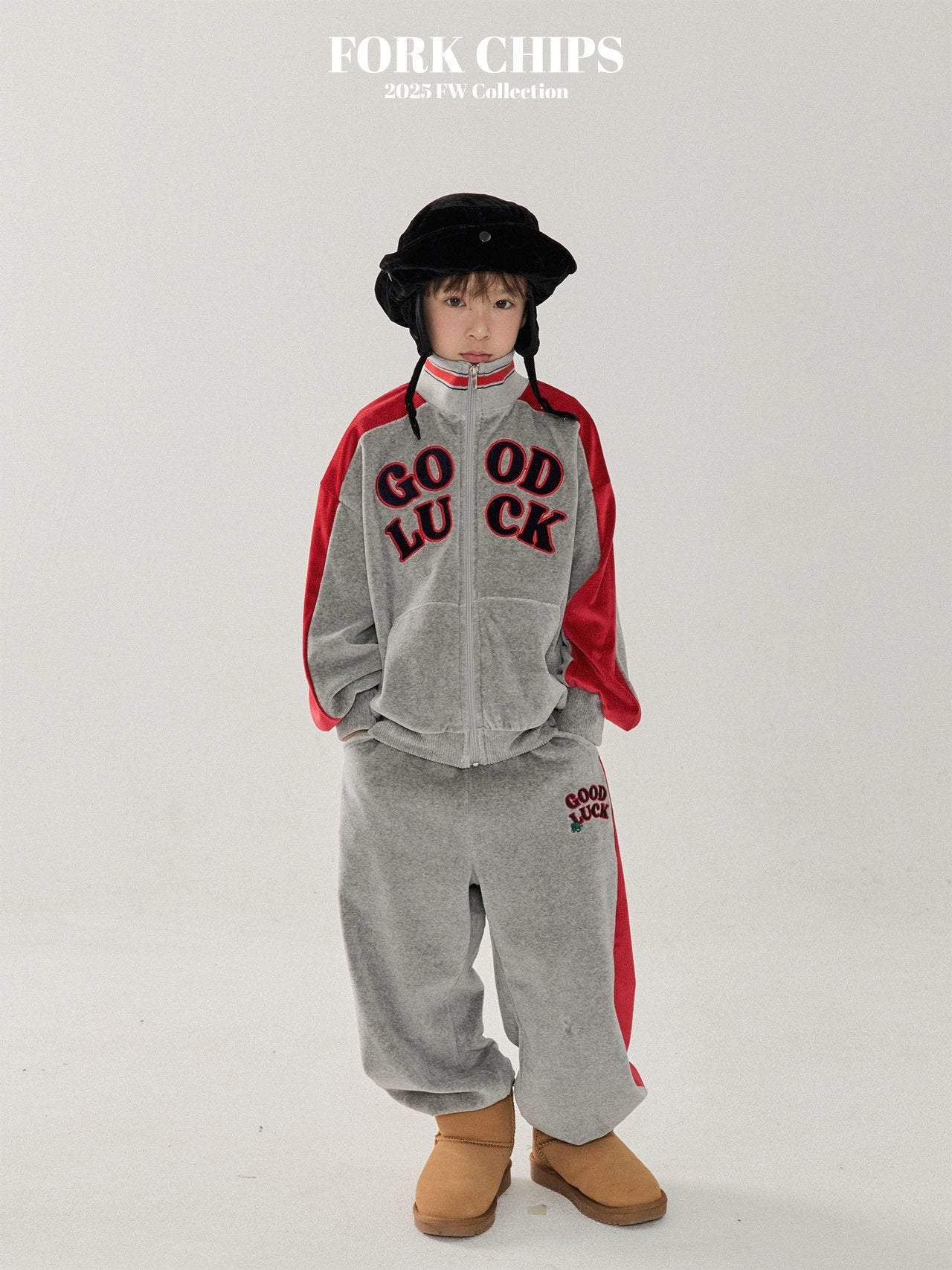 FORK CHIPS Good luck velour zip up set