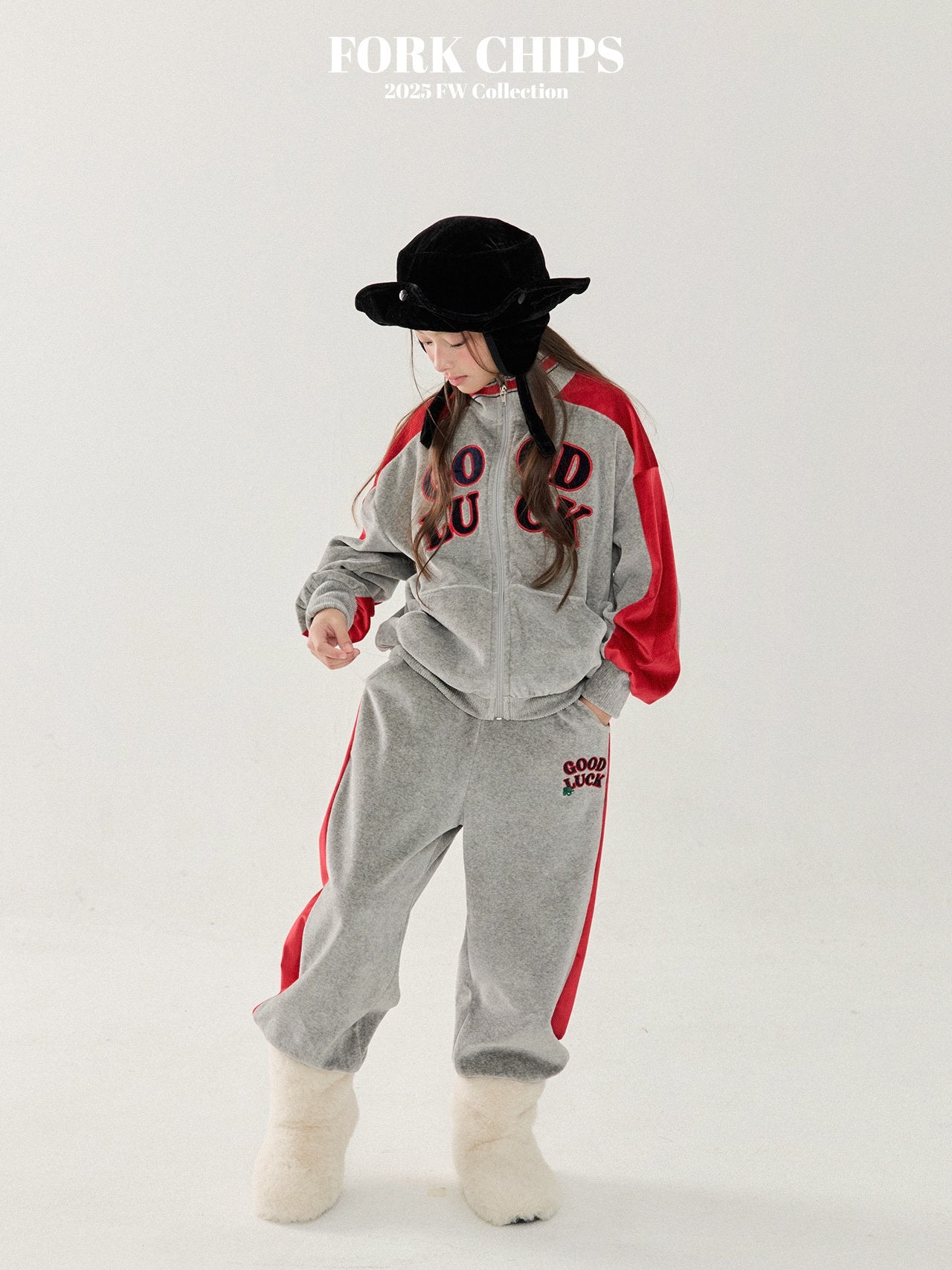 FORK CHIPS Good luck velour zip up set