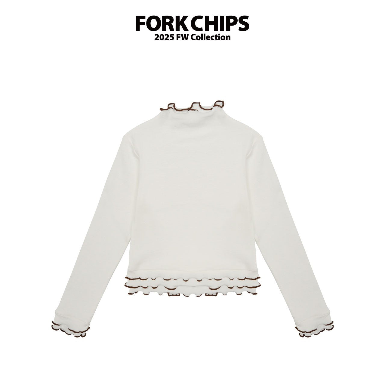 FORK CHIPS Ruffle turtle neck top