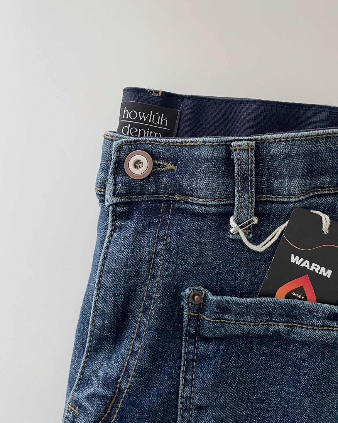 MOMS WEAR HOWLUK Front pocket straight denim pants (Fleece inside)
