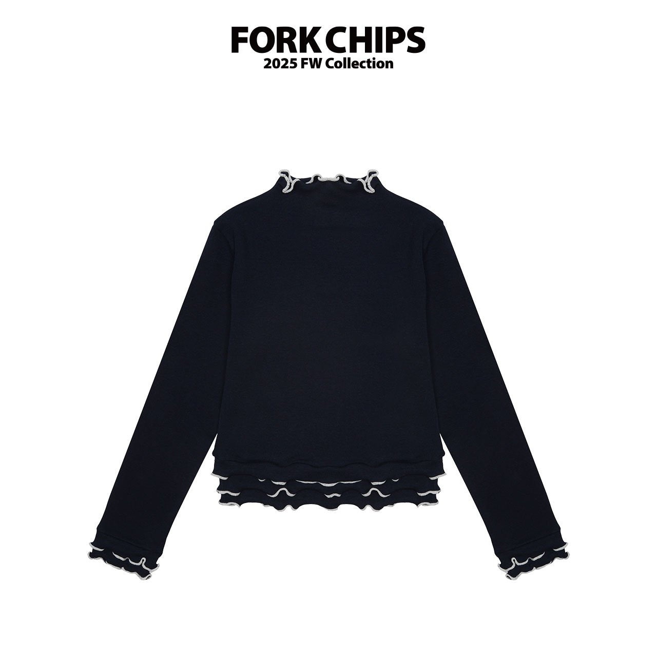 FORK CHIPS Ruffle turtle neck top