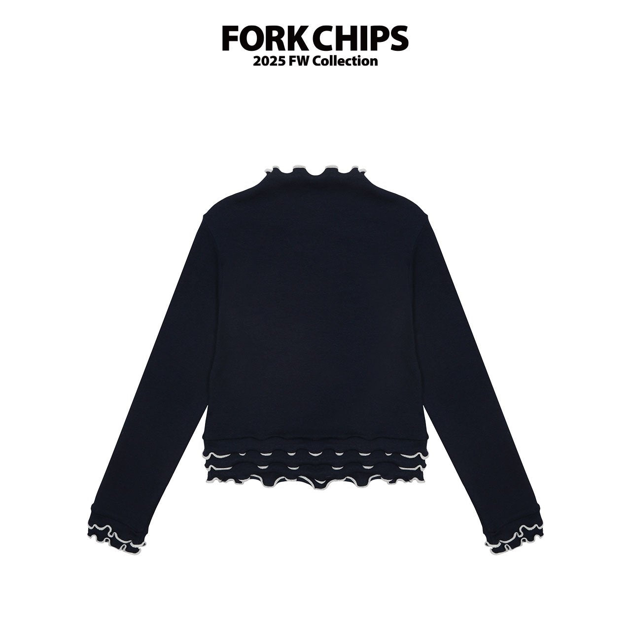 FORK CHIPS Ruffle turtle neck top