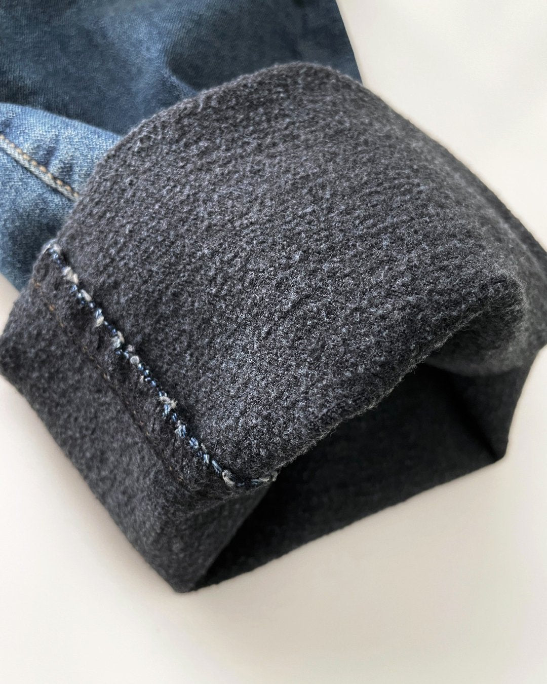 MOMS WEAR HOWLUK Two button wide denim pants (Fleece inside)