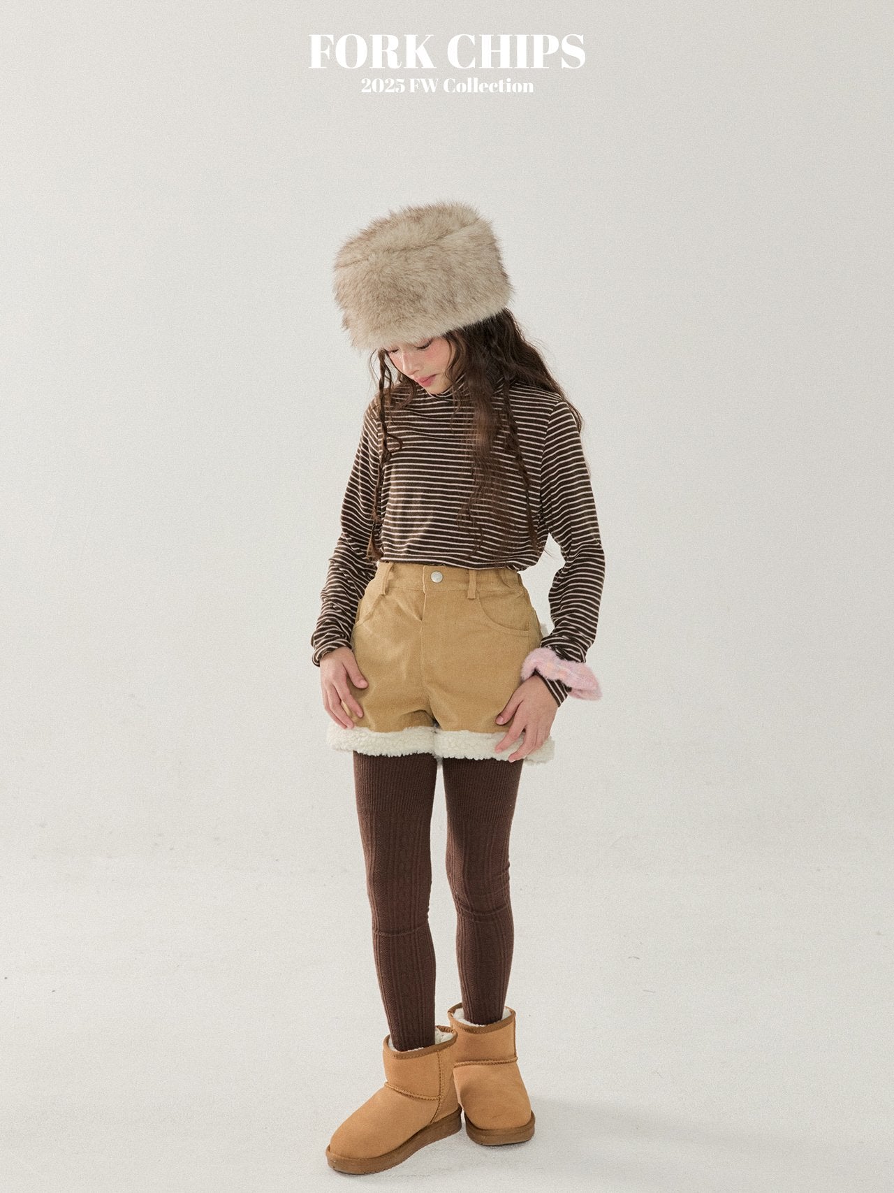 FORK CHIPS Butter striped turtle neck top