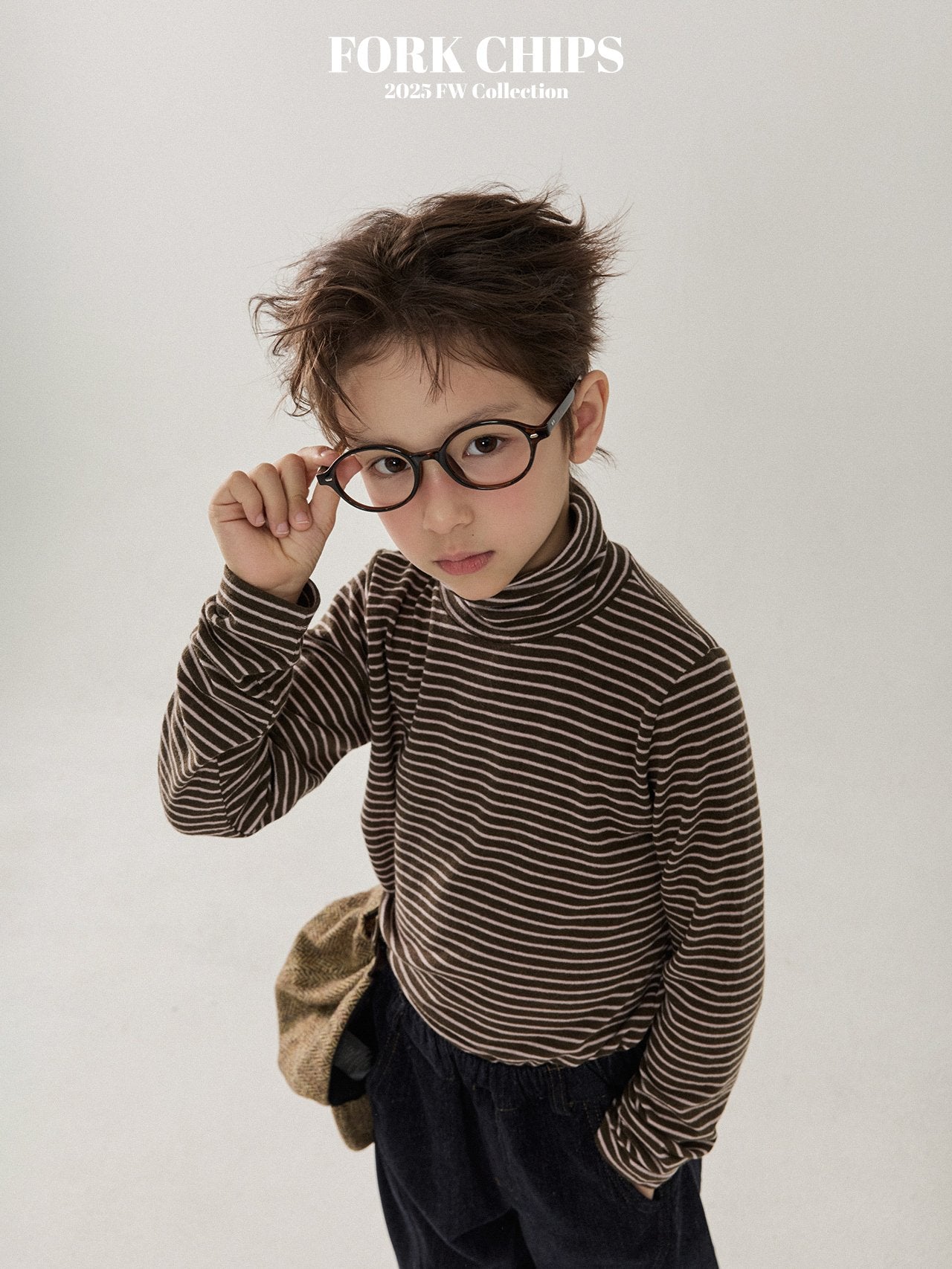 FORK CHIPS Butter striped turtle neck top