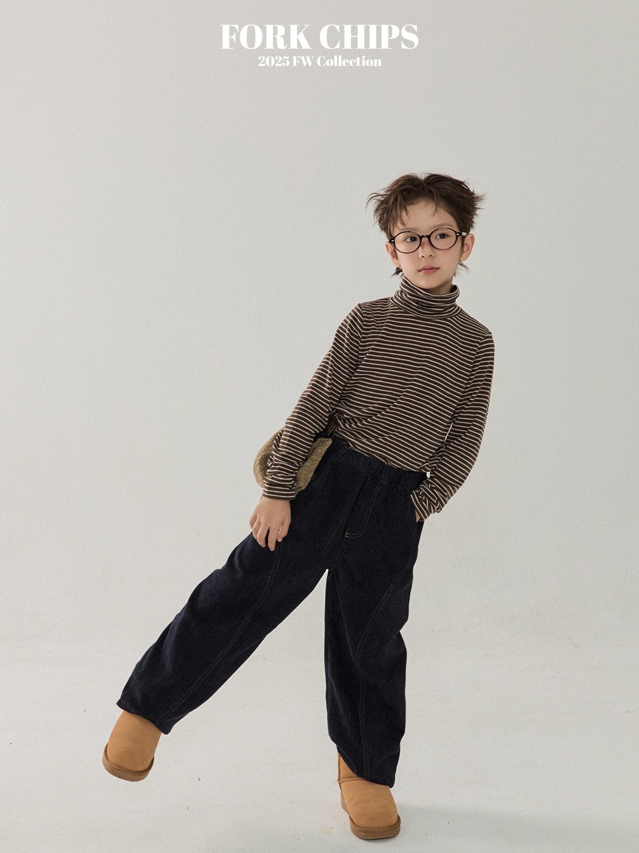 FORK CHIPS Butter striped turtle neck top