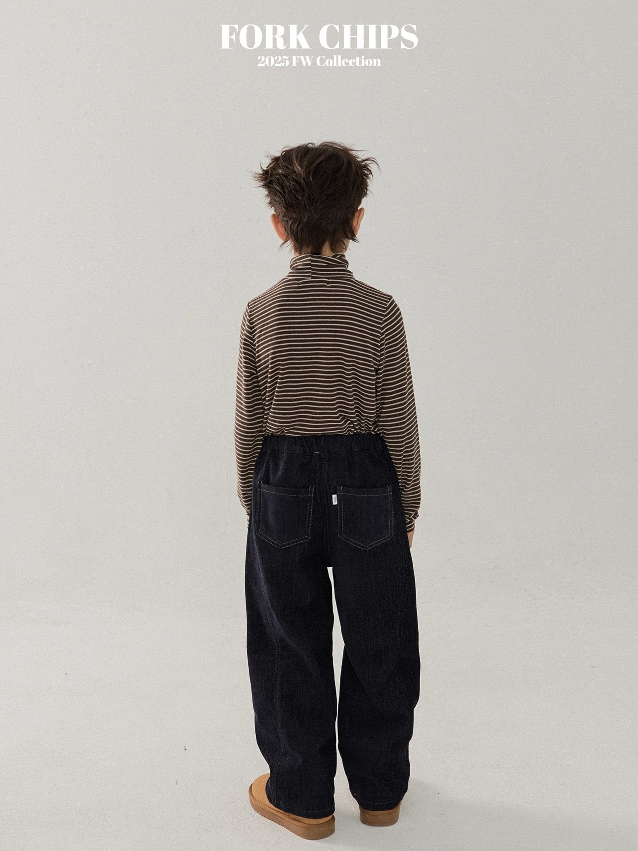 FORK CHIPS Butter striped turtle neck top