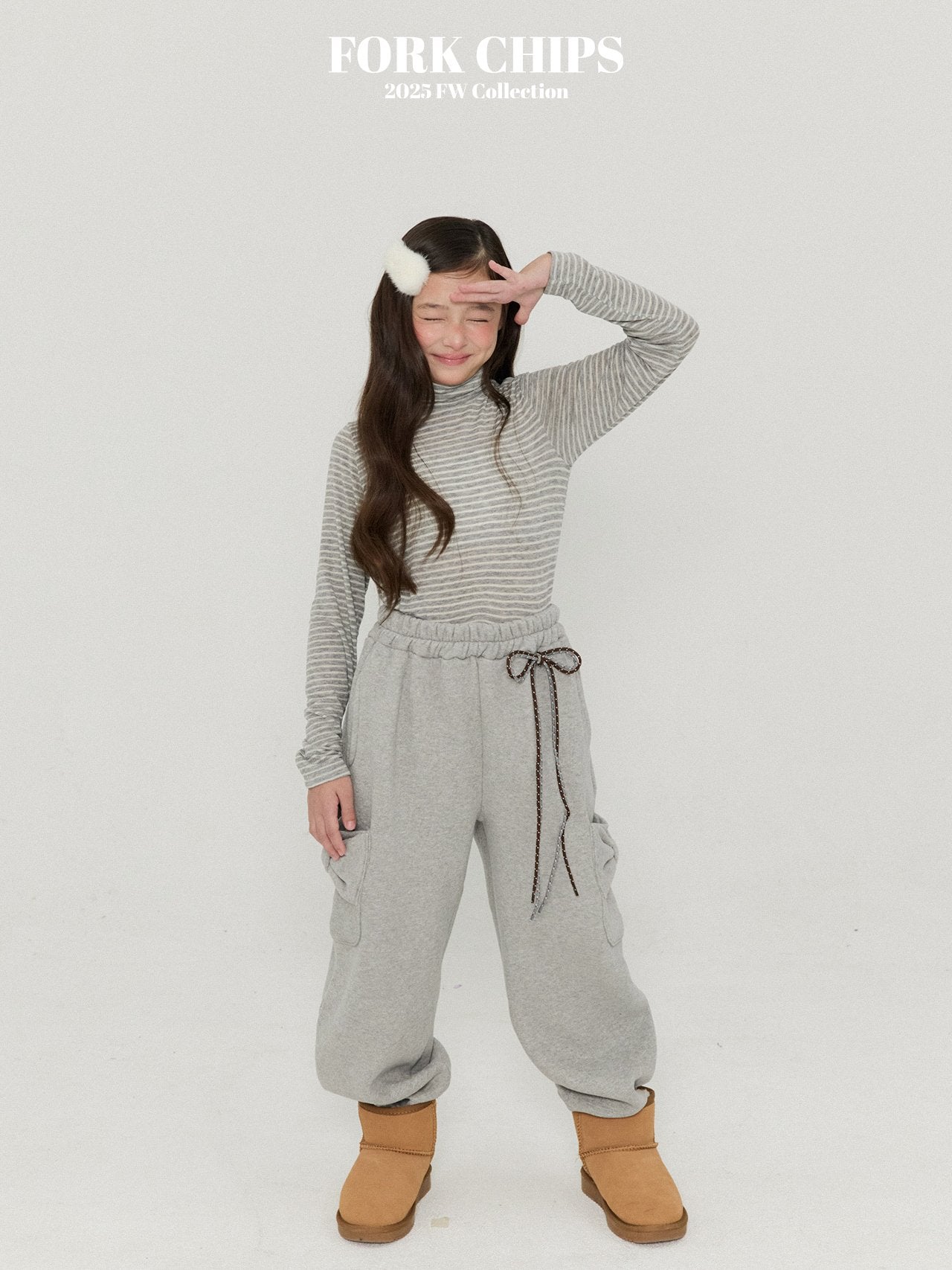 FORK CHIPS Butter striped turtle neck top