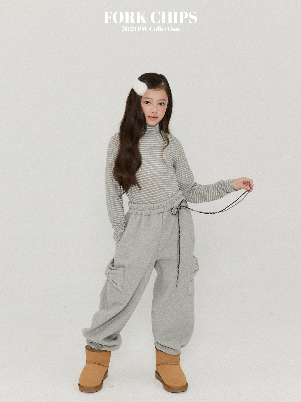 FORK CHIPS Butter striped turtle neck top