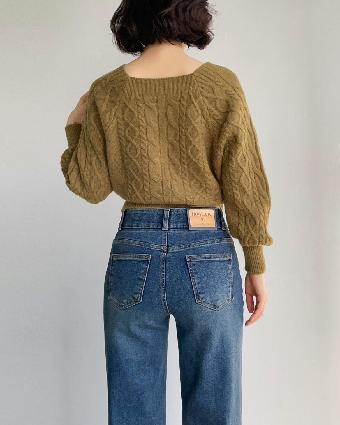 MOMS WEAR HOWLUK Two button wide denim pants (Fleece inside)