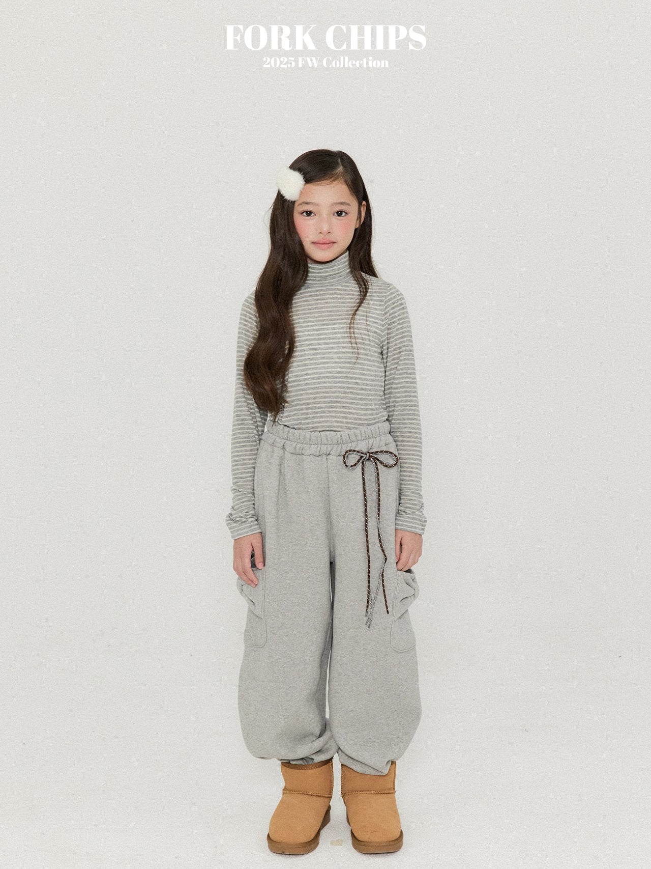 FORK CHIPS Butter striped turtle neck top