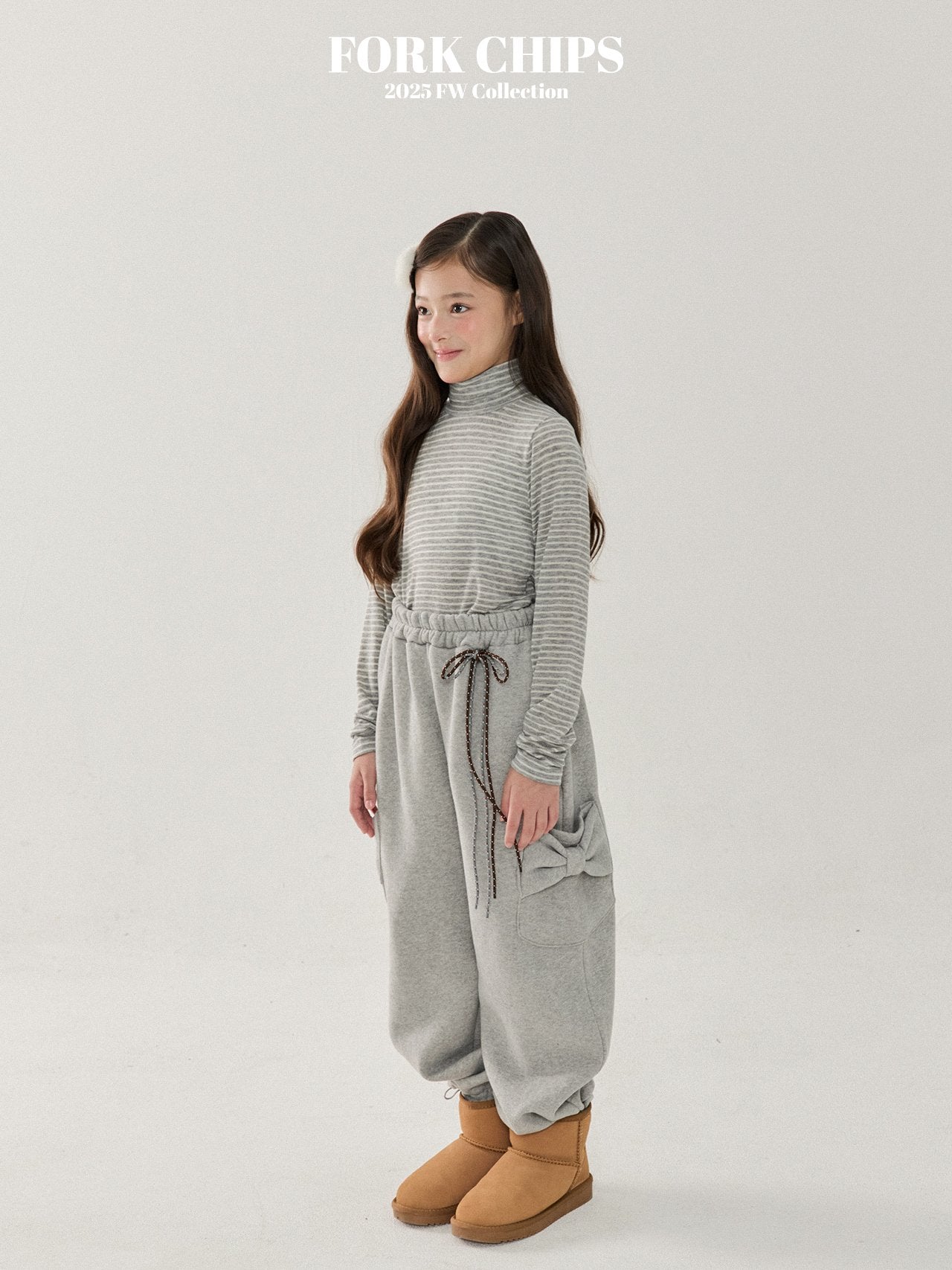 FORK CHIPS Butter striped turtle neck top