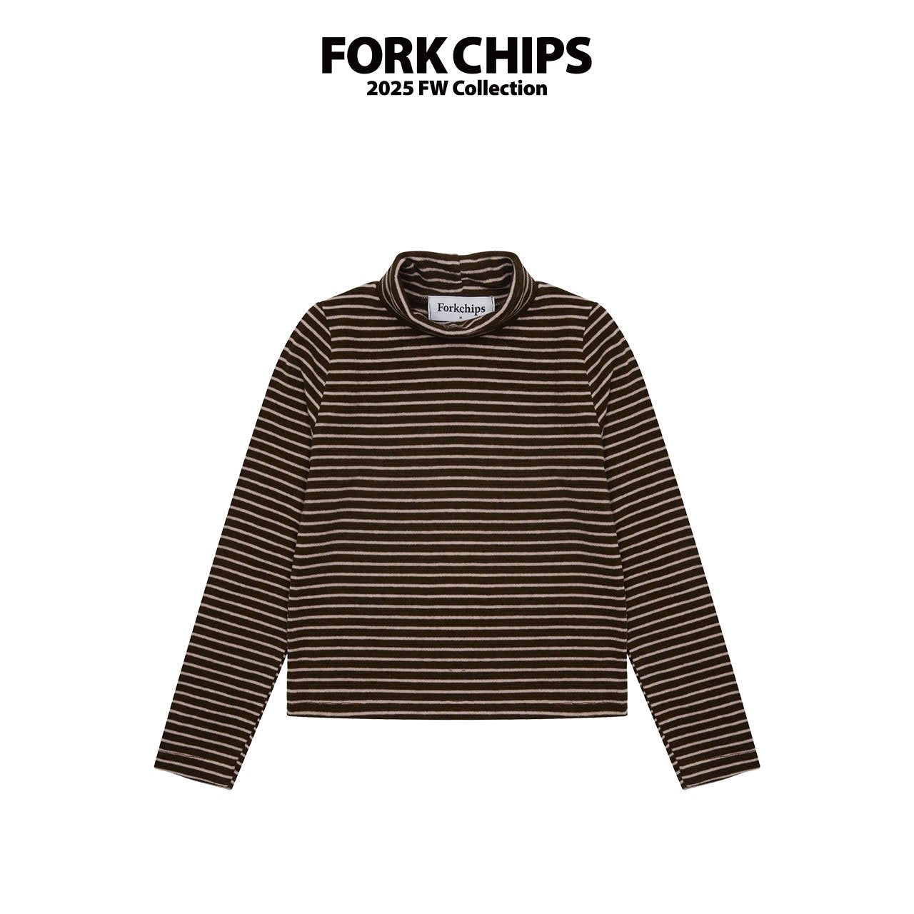 FORK CHIPS Butter striped turtle neck top