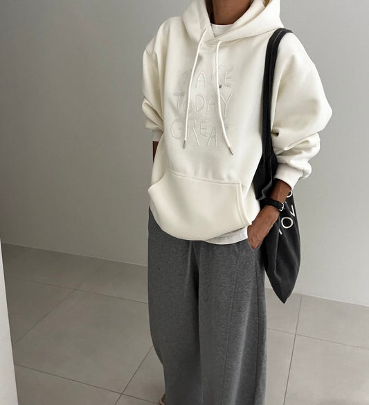 MOMS WEAR Make Hood Box Sweatshirt Layered Long Hoodie