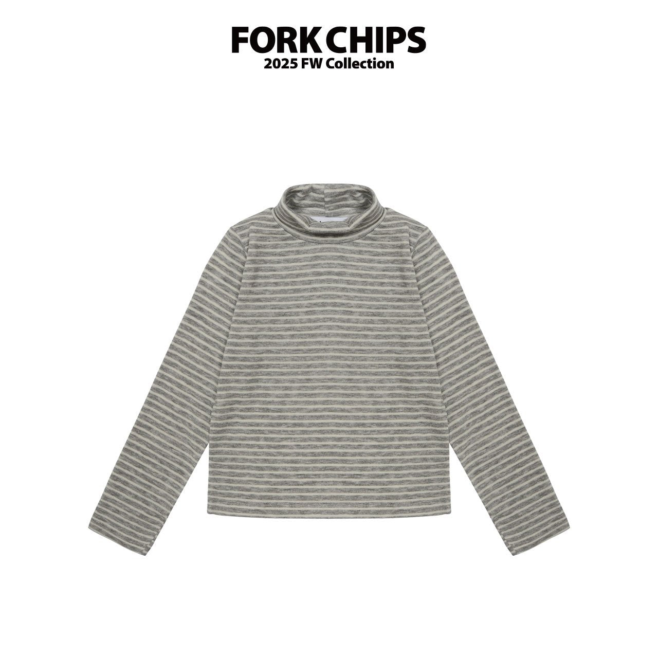 FORK CHIPS Butter striped turtle neck top