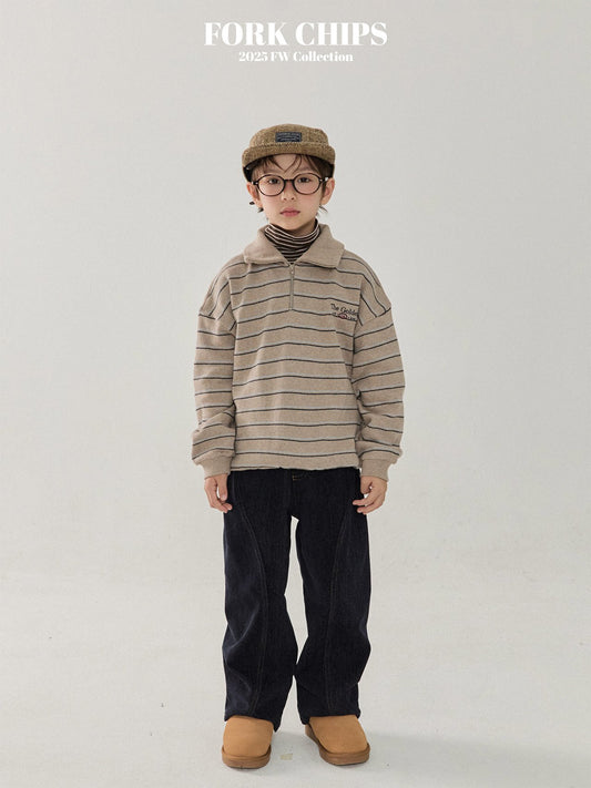 FORK CHIPS Golden striped collar top